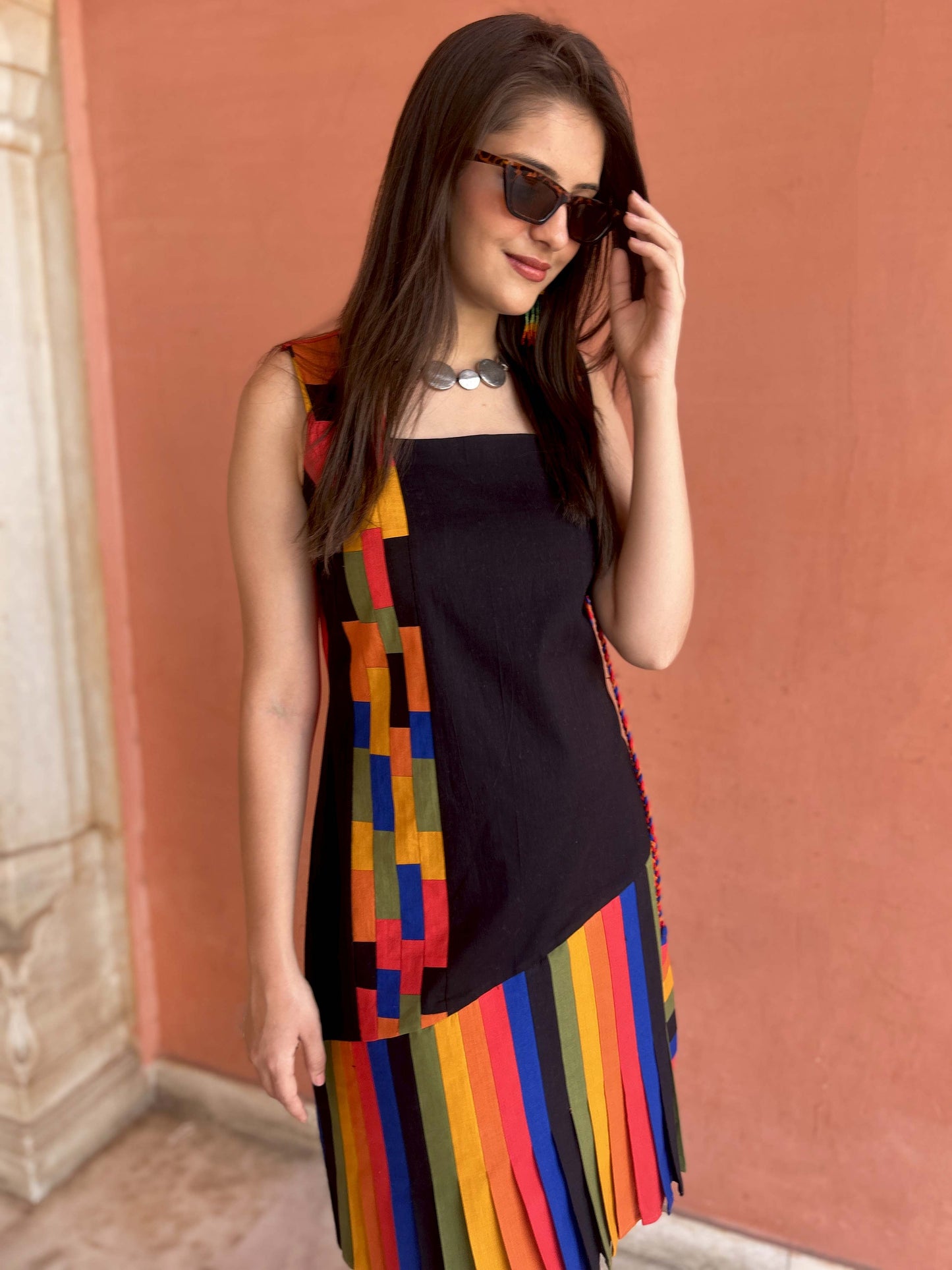 MASHAVU MASAI MARA HAND WOVEN COTTON PATCHWORK DRESS
