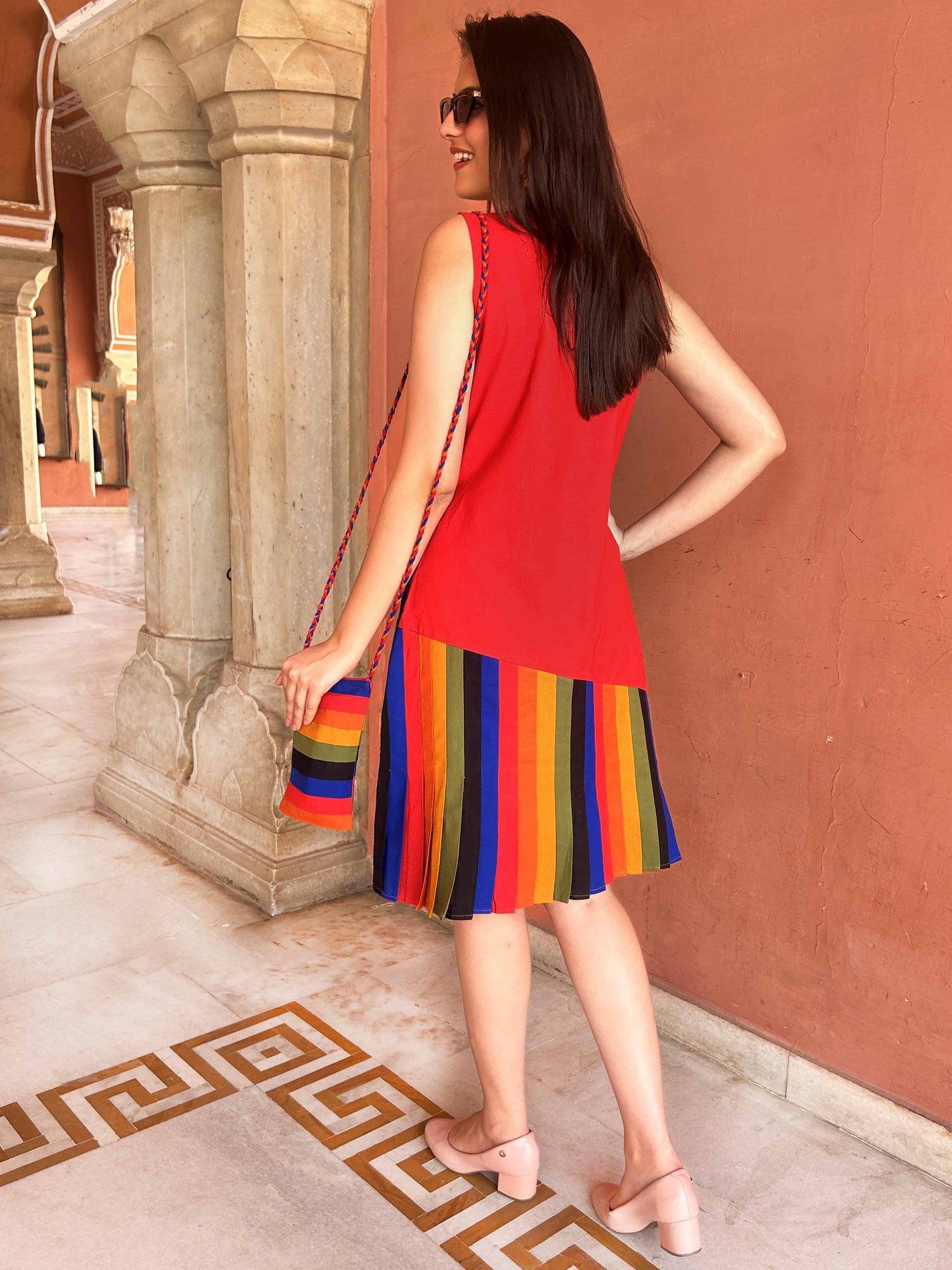 MASHAVU MASAI MARA HAND WOVEN COTTON PATCHWORK DRESS