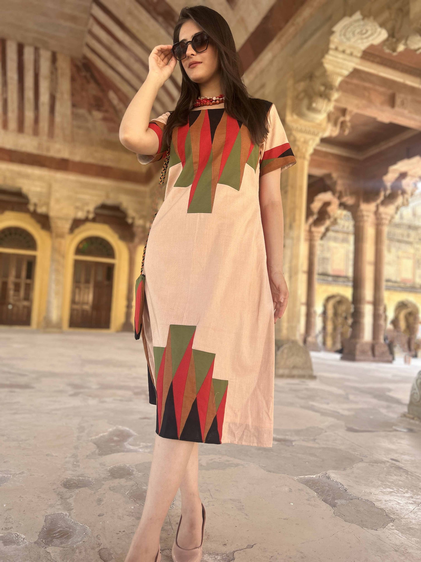 MIKENNA MASAI MARA HAND WOVEN COTTON PATCHWORK DRESS