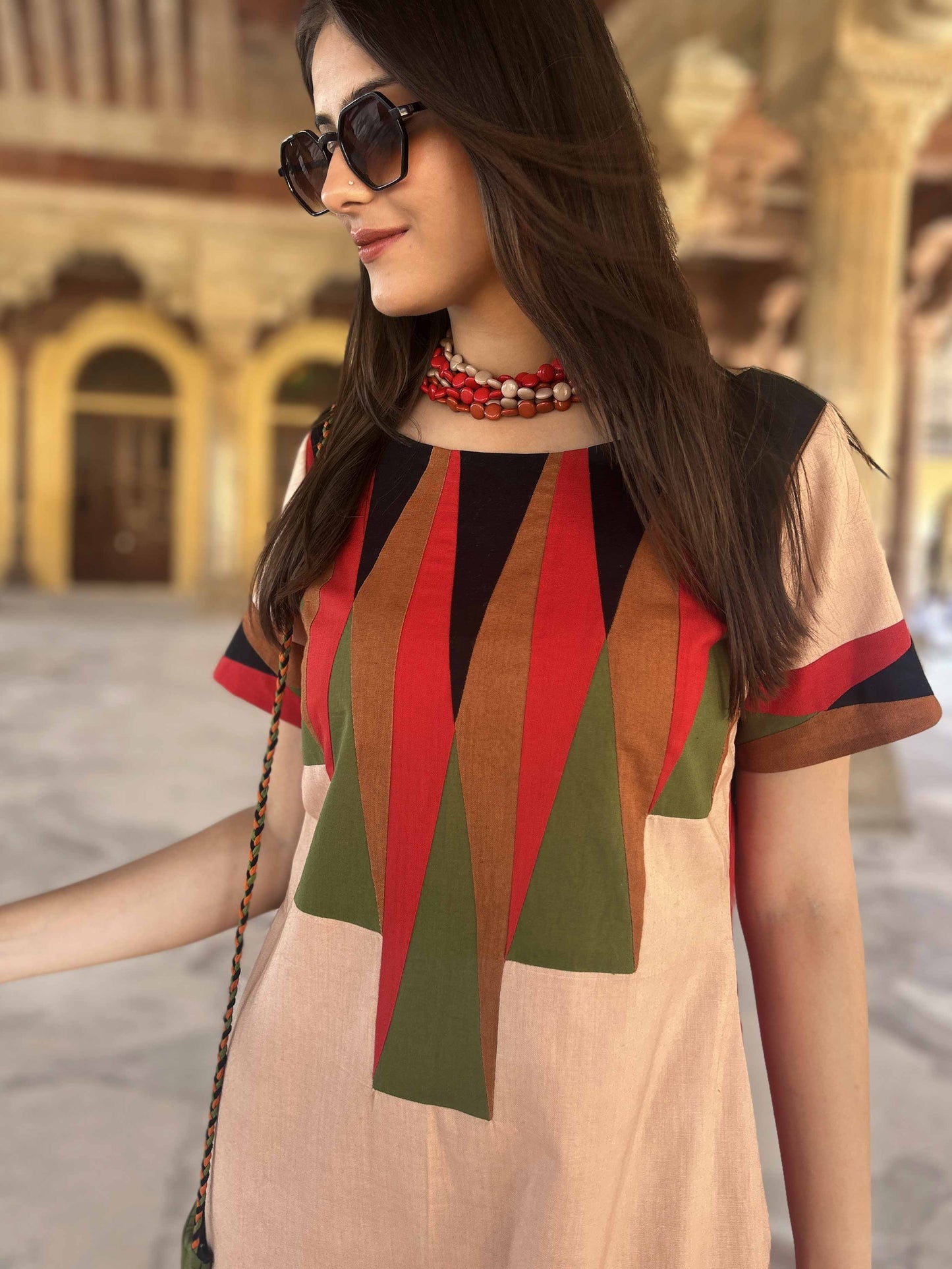 MIKENNA MASAI MARA HAND WOVEN COTTON PATCHWORK DRESS
