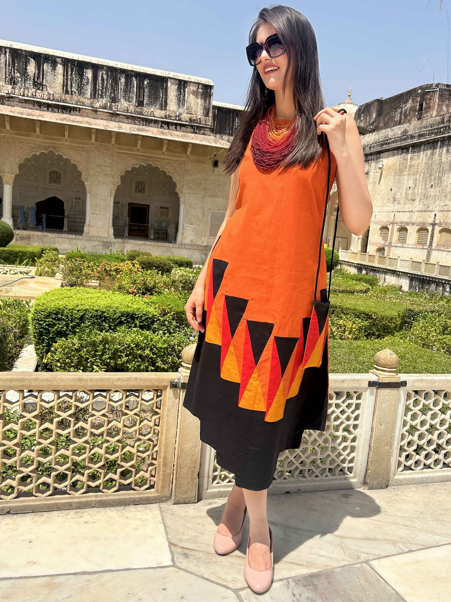 MERIA MASAI MARA HAND WOVEN COTTON PATCHWORK DRESS