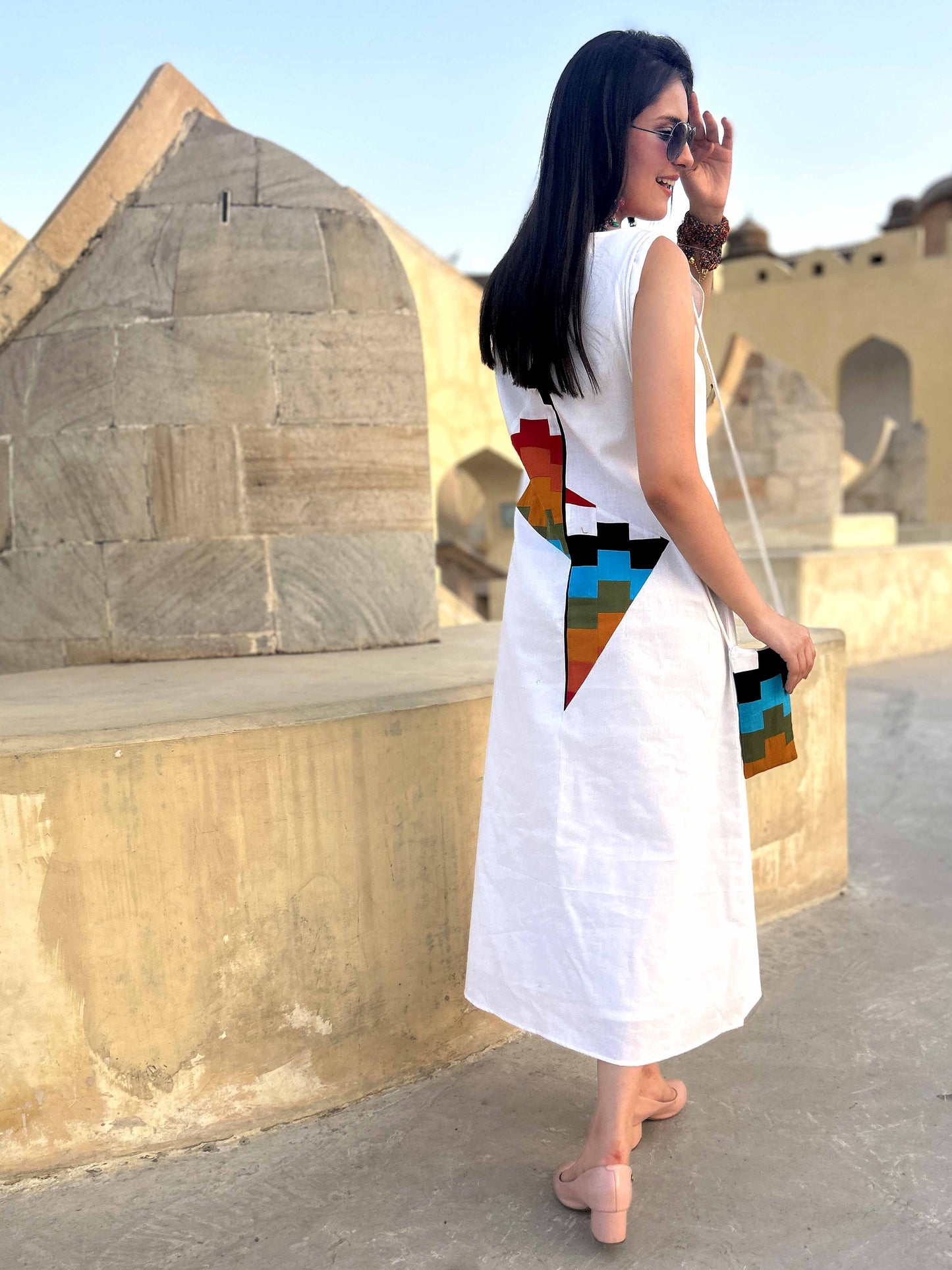 MANDISA MASAI MARA HAND WOVEN COTTON PATCHWORK DRESS