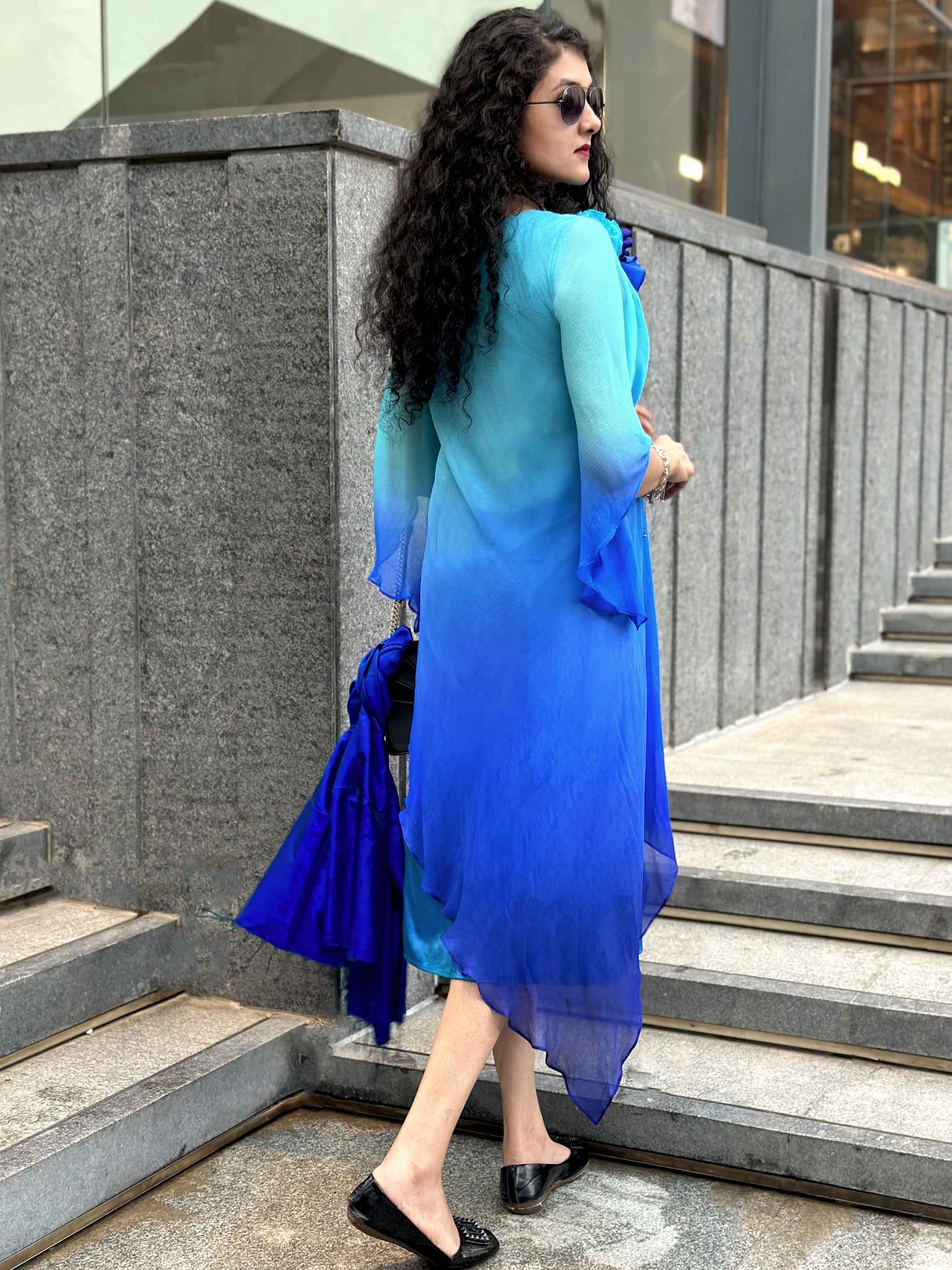 HEATHER FESTIVE FLAIR PURE CHIFFON DRESS
