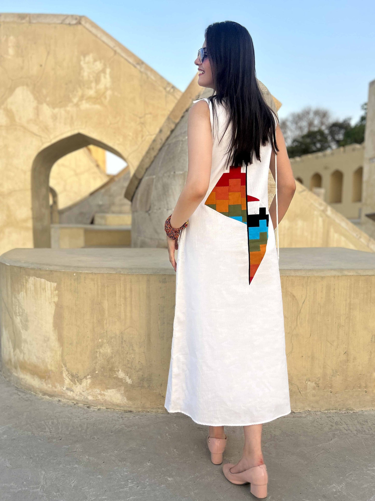 MANDISA MASAI MARA HAND WOVEN COTTON PATCHWORK DRESS