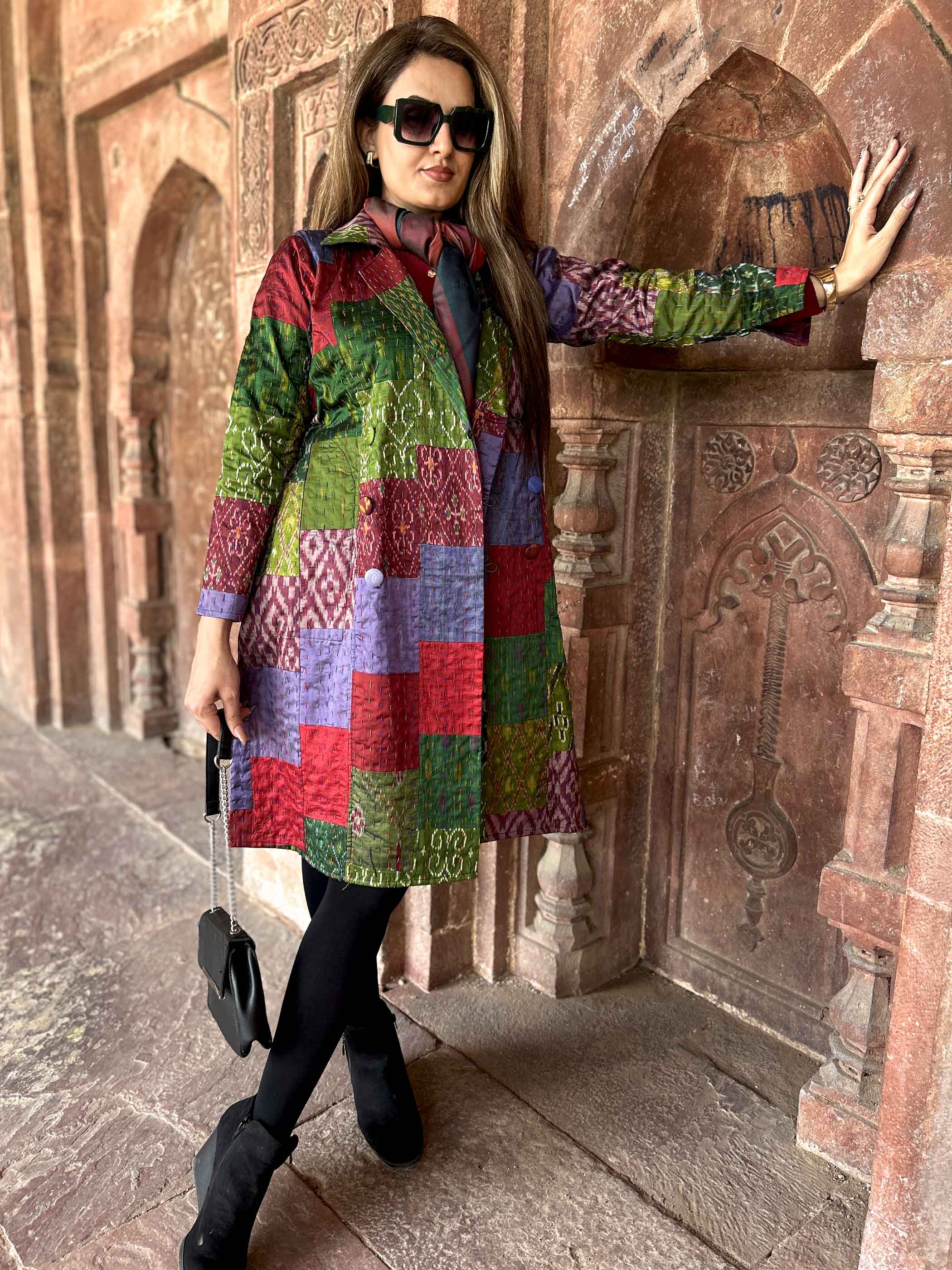 Alice Vermont Autumn Pinot Noir Patola Silk Patchwork Kantha