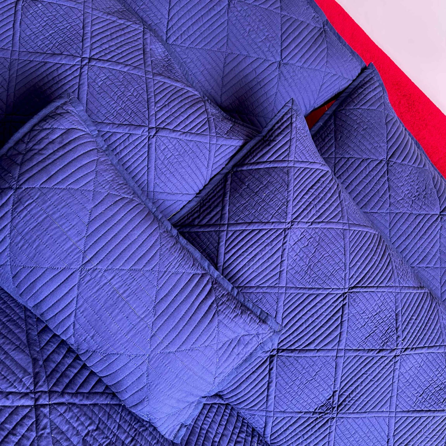 HOLLEY MEDITERRANEAN SERENITY PRUSSIAN BLUE QUILTED 6 PIECE BEDCOVER SET