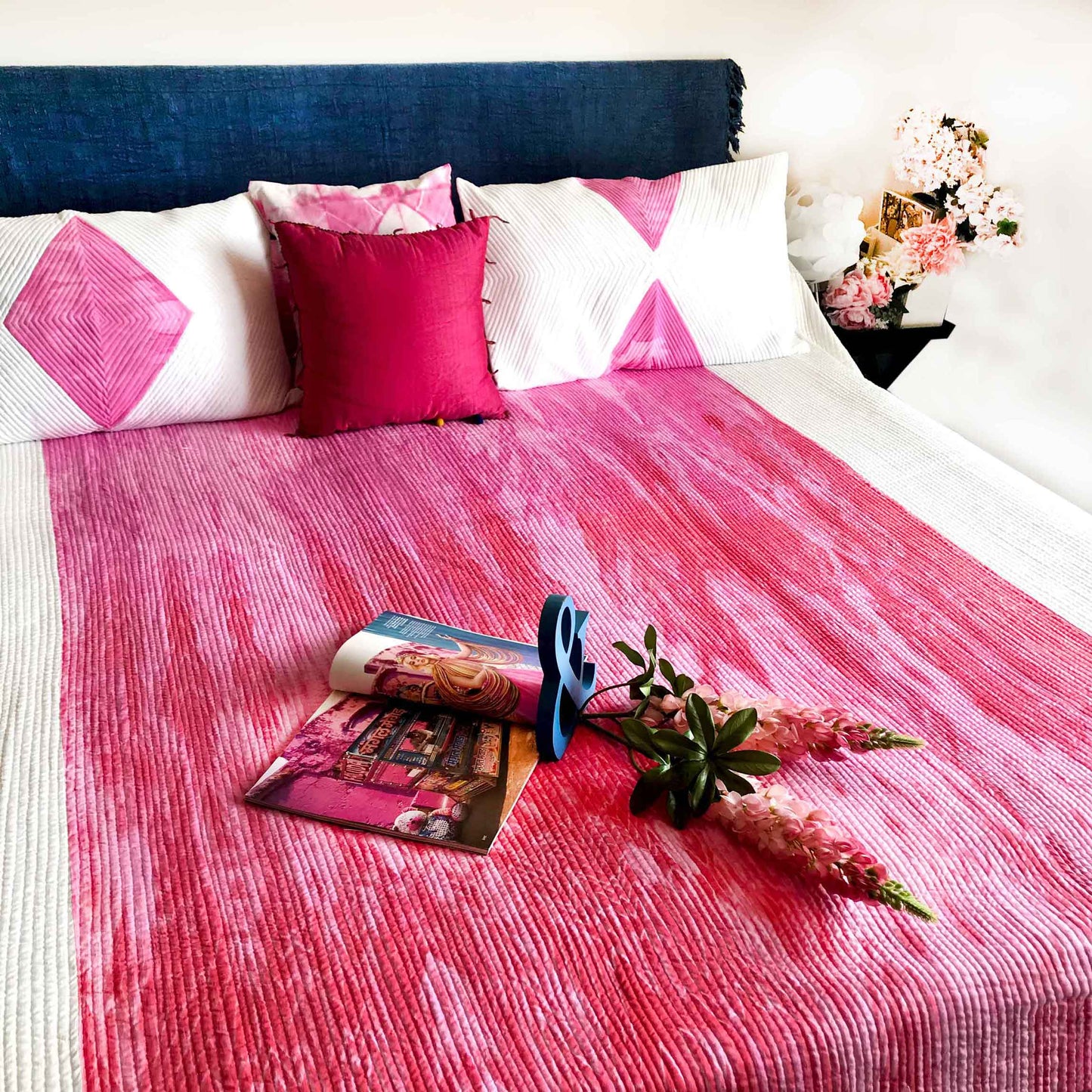 CATHERINE COLOUR CASCADE SHIBORI SHABANG QUILTED 4 PIECE BEDCOVER SET