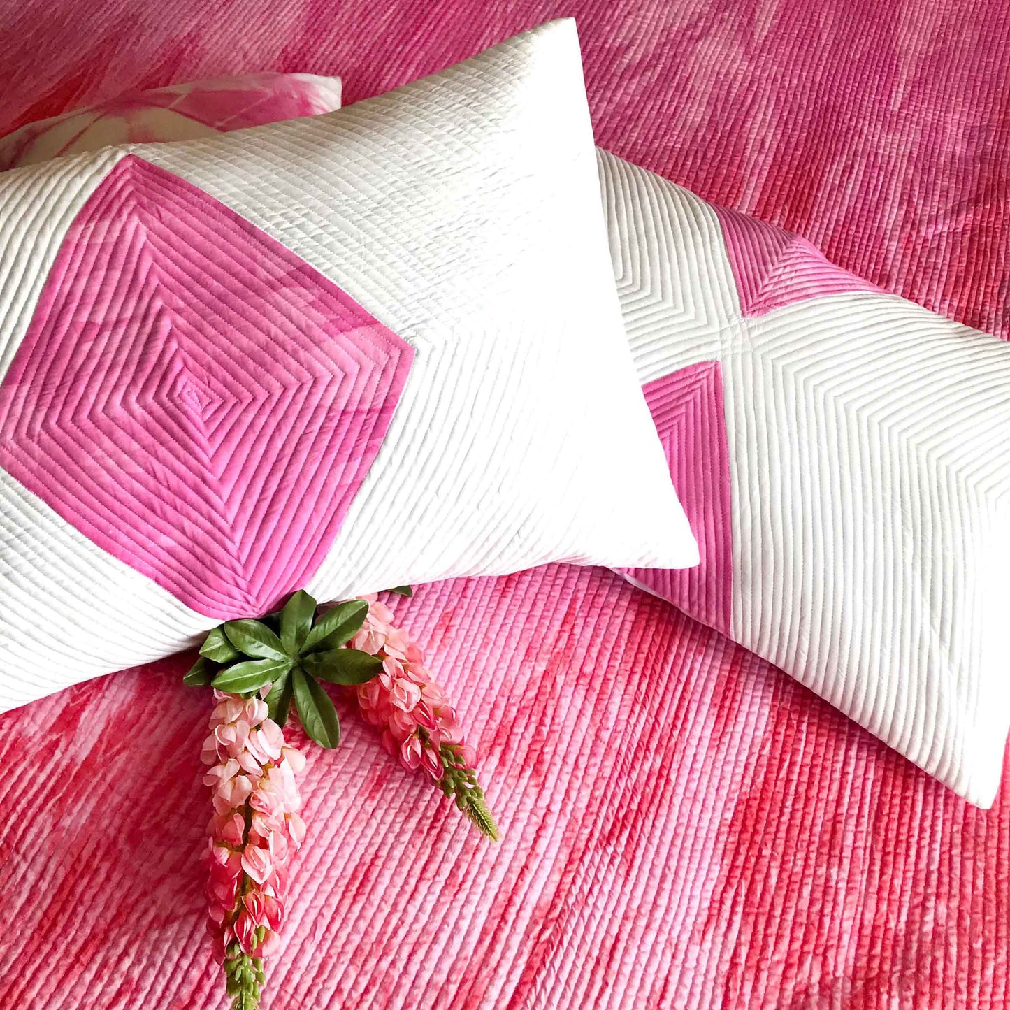 CATHERINE COLOUR CASCADE SHIBORI SHABANG QUILTED 4 PIECE BEDCOVER SET
