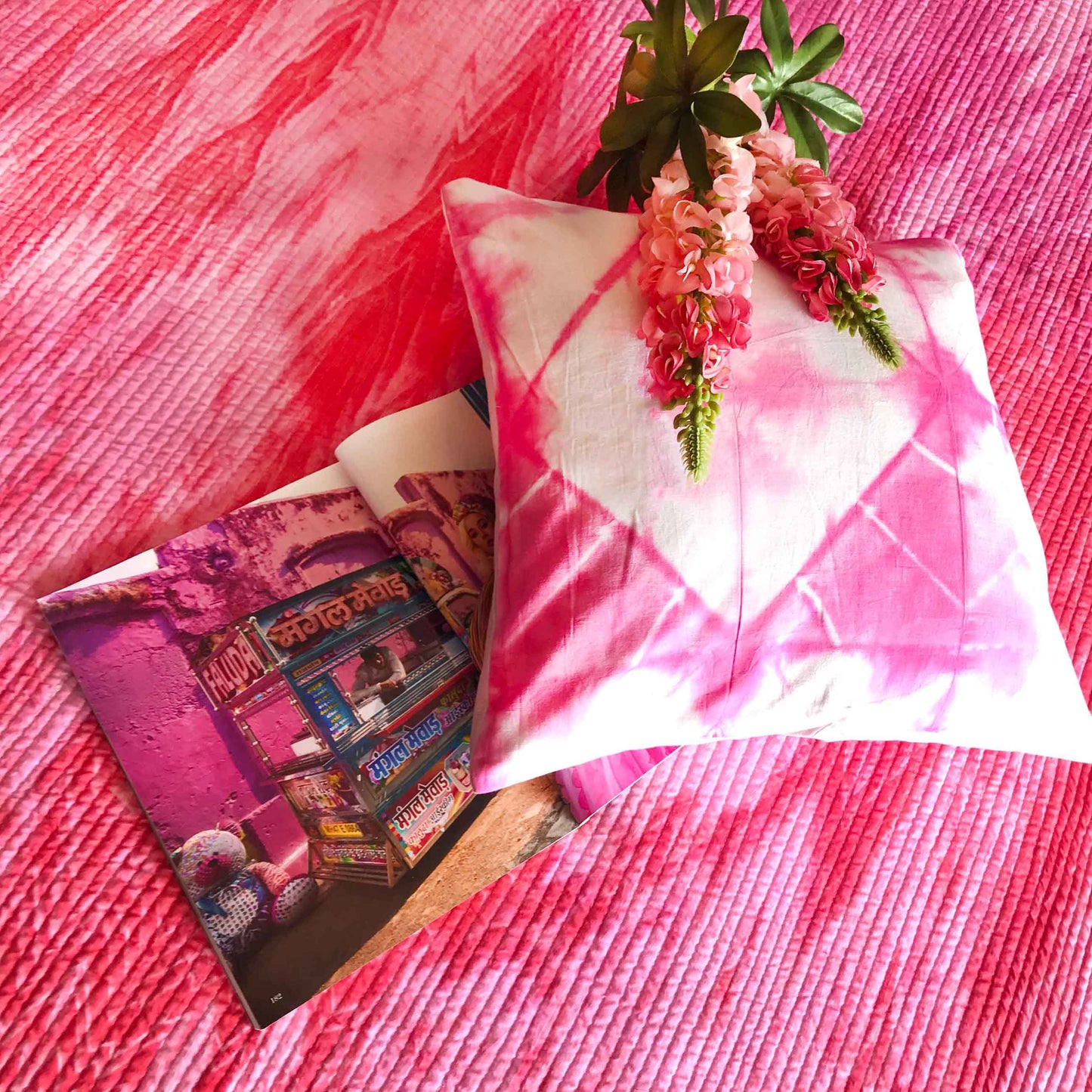 CATHERINE COLOUR CASCADE SHIBORI SHABANG QUILTED 4 PIECE BEDCOVER SET