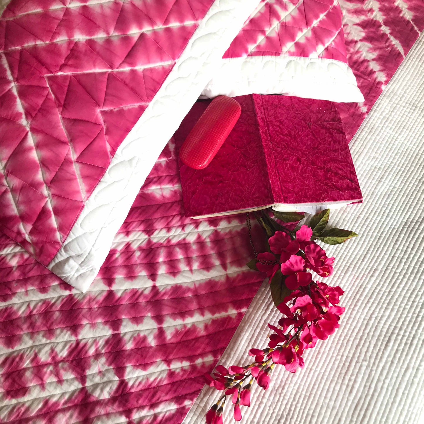 CELINE COLOUR CASCADE SHIBORI SHABANG QUILTED BEDCOVER SET