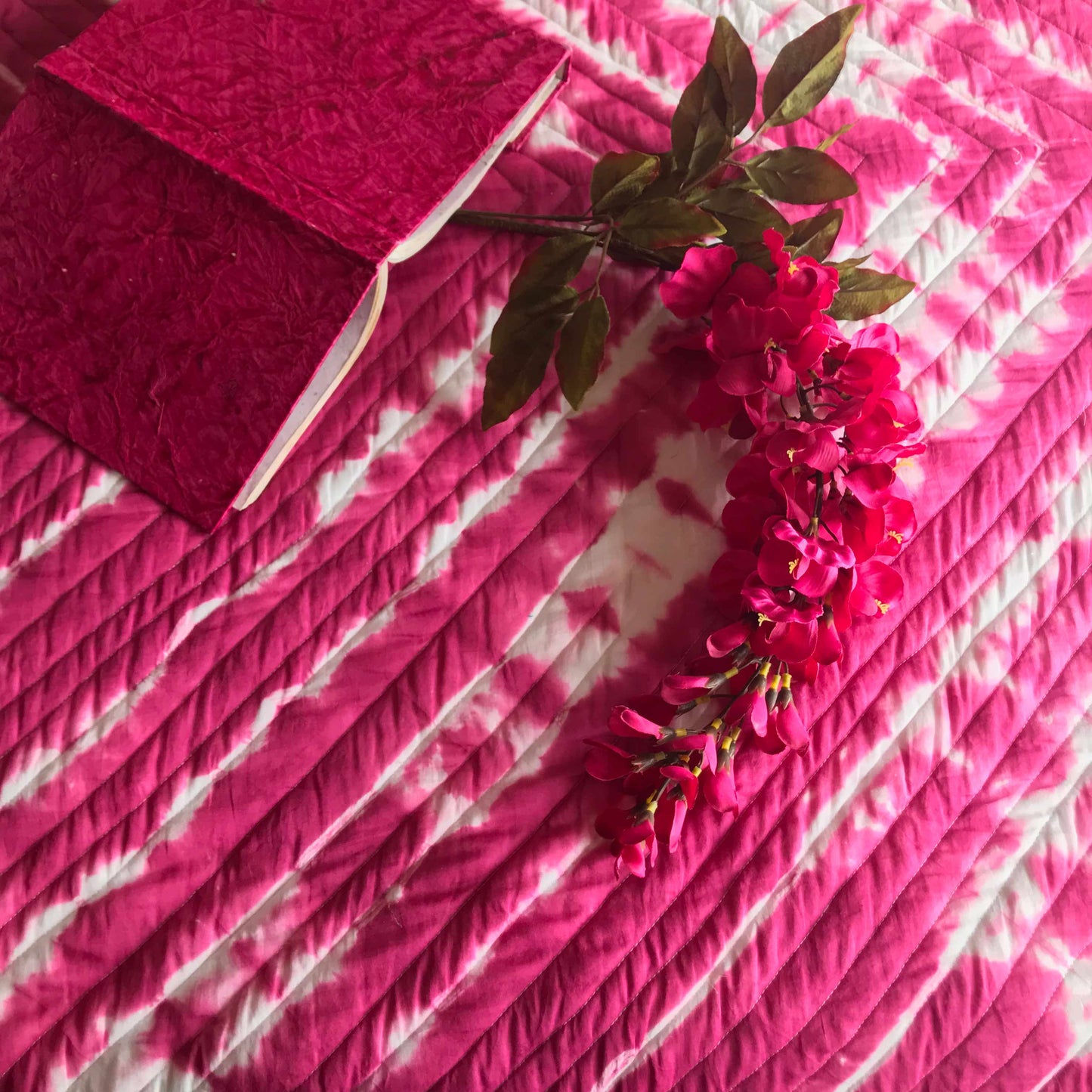 CELINE COLOUR CASCADE SHIBORI SHABANG QUILTED BEDCOVER SET