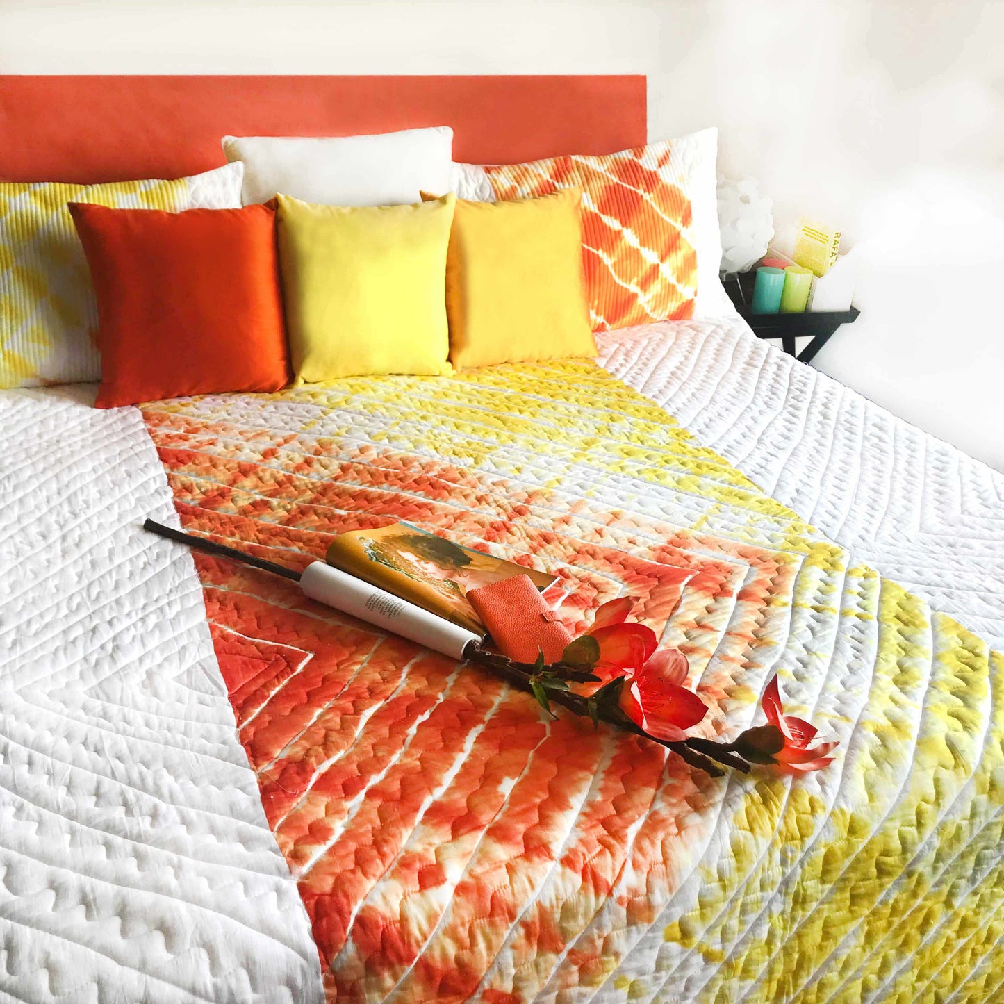 CELESTE COLOUR CASCADE SHIBORI SHABANG QUILTED BEDCOVER SET