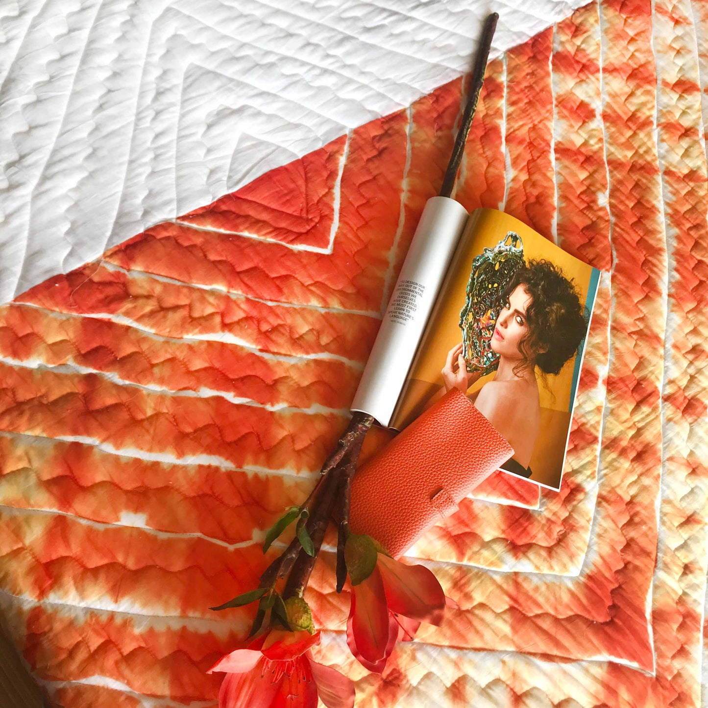 CELESTE COLOUR CASCADE SHIBORI SHABANG QUILTED BEDCOVER SET