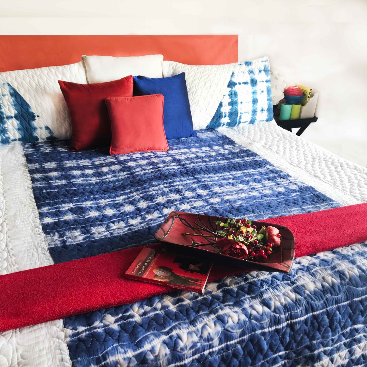 CLARA COLOUR CASCADE SHIBORI SHABANG QUILTED BEDCOVER SET