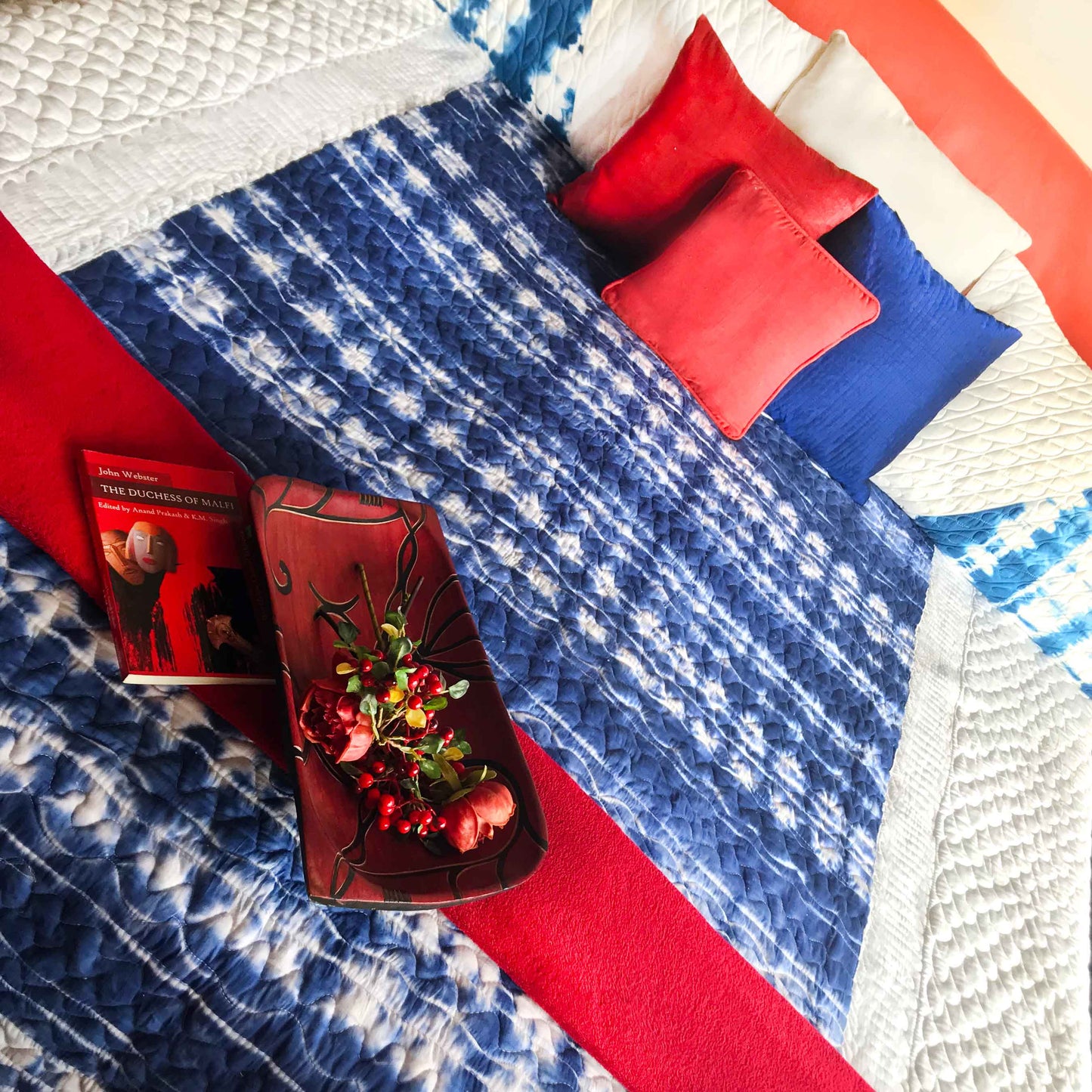 CLARA COLOUR CASCADE SHIBORI SHABANG QUILTED BEDCOVER SET