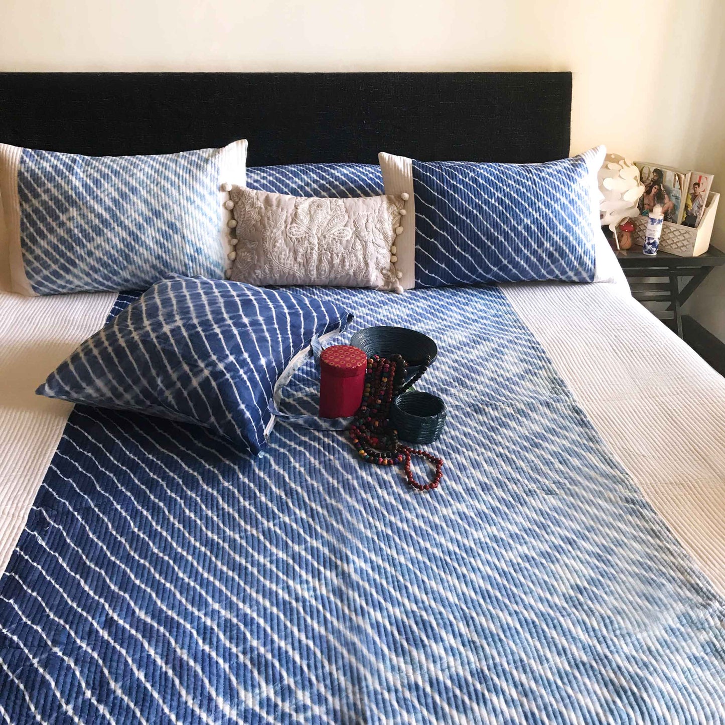 AZURINA SHIBORI SHABANG QUILTED BEDCOVER SET