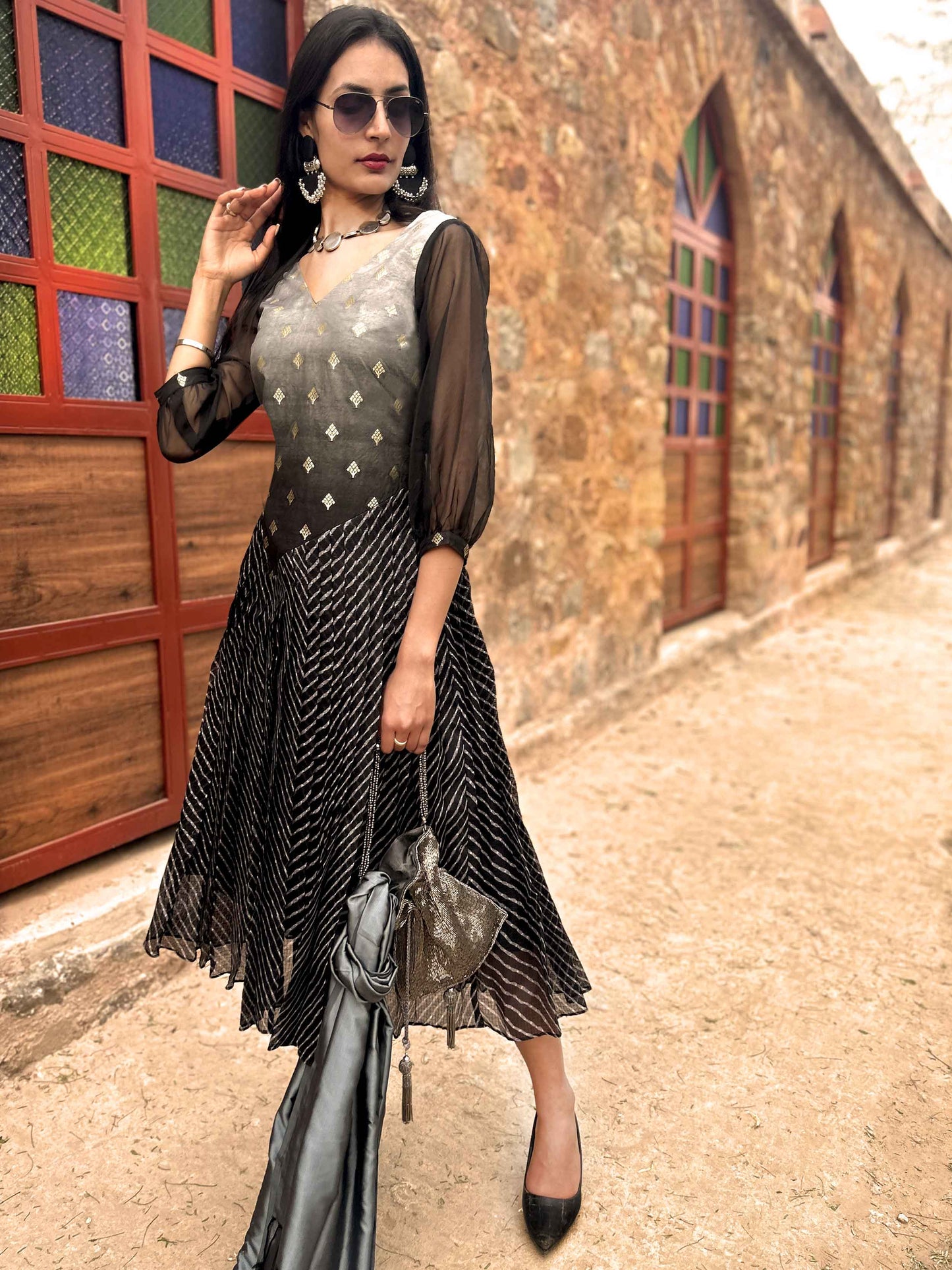 COLETTE ANSEL ADAMS INSPIRED BROCADE DRESS