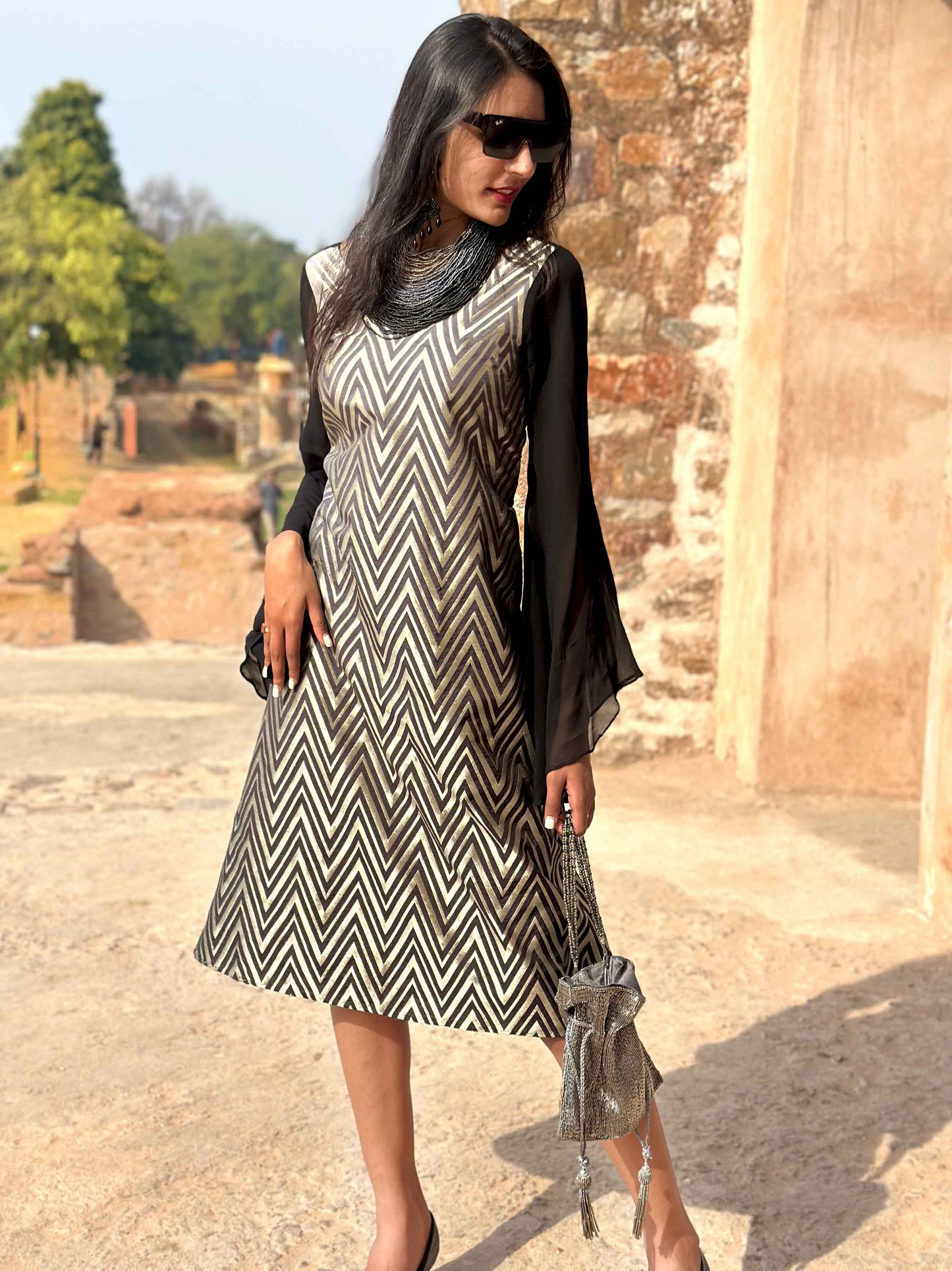 CHARLOTTE ANSEL ADAMS INSPIRED BROCADE DRESS