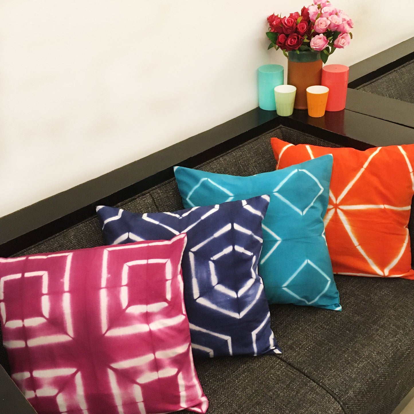 VIRGINIA LOVE ALWAYS SHIBORI SHABANG CUSHION COVER SET