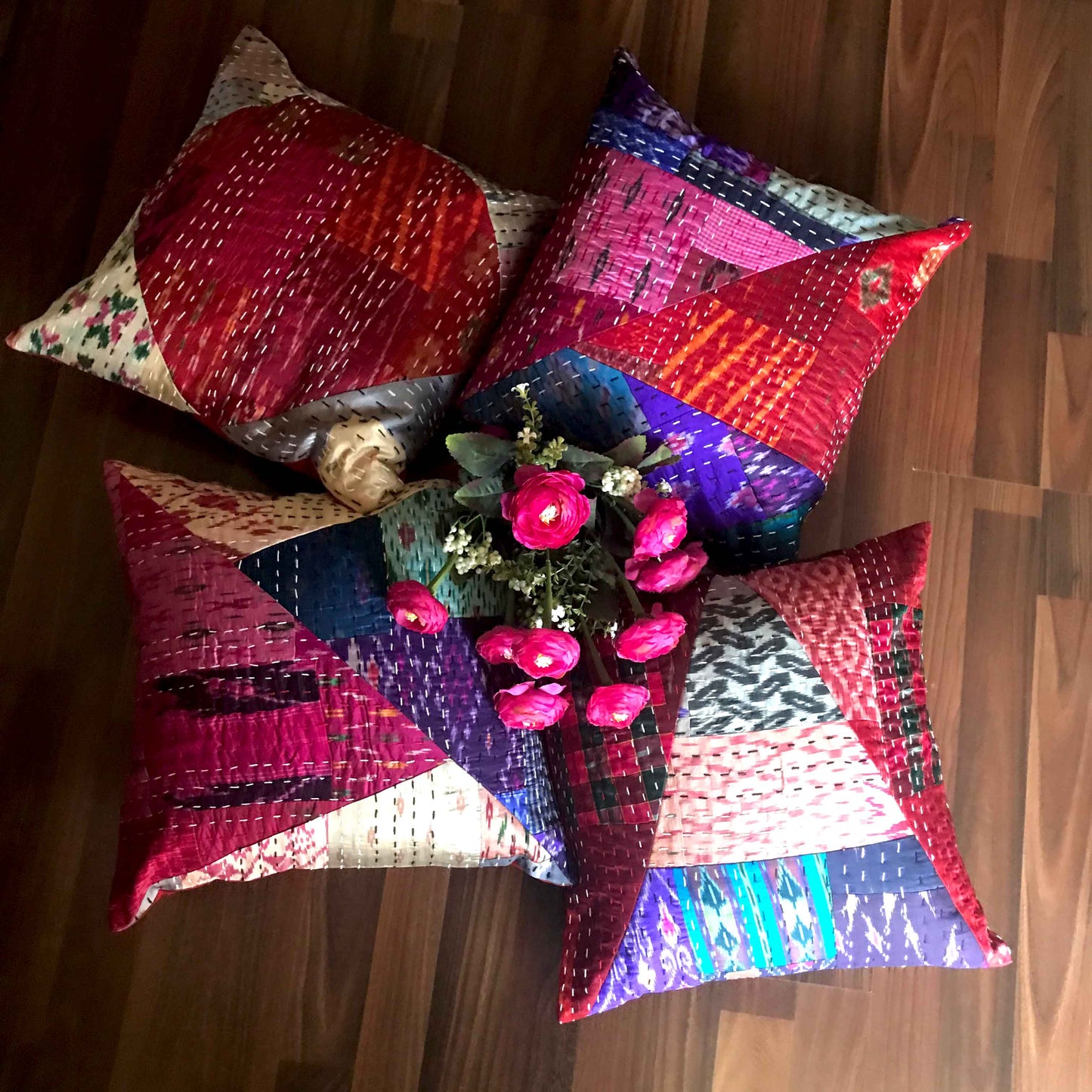 MAVIS MURANO INSPIRED PATOLA SILK PATCHWORK CUSHION COVER SET