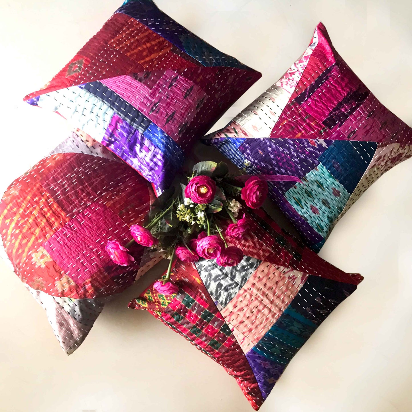 MAVIS MURANO INSPIRED PATOLA SILK PATCHWORK CUSHION COVER SET