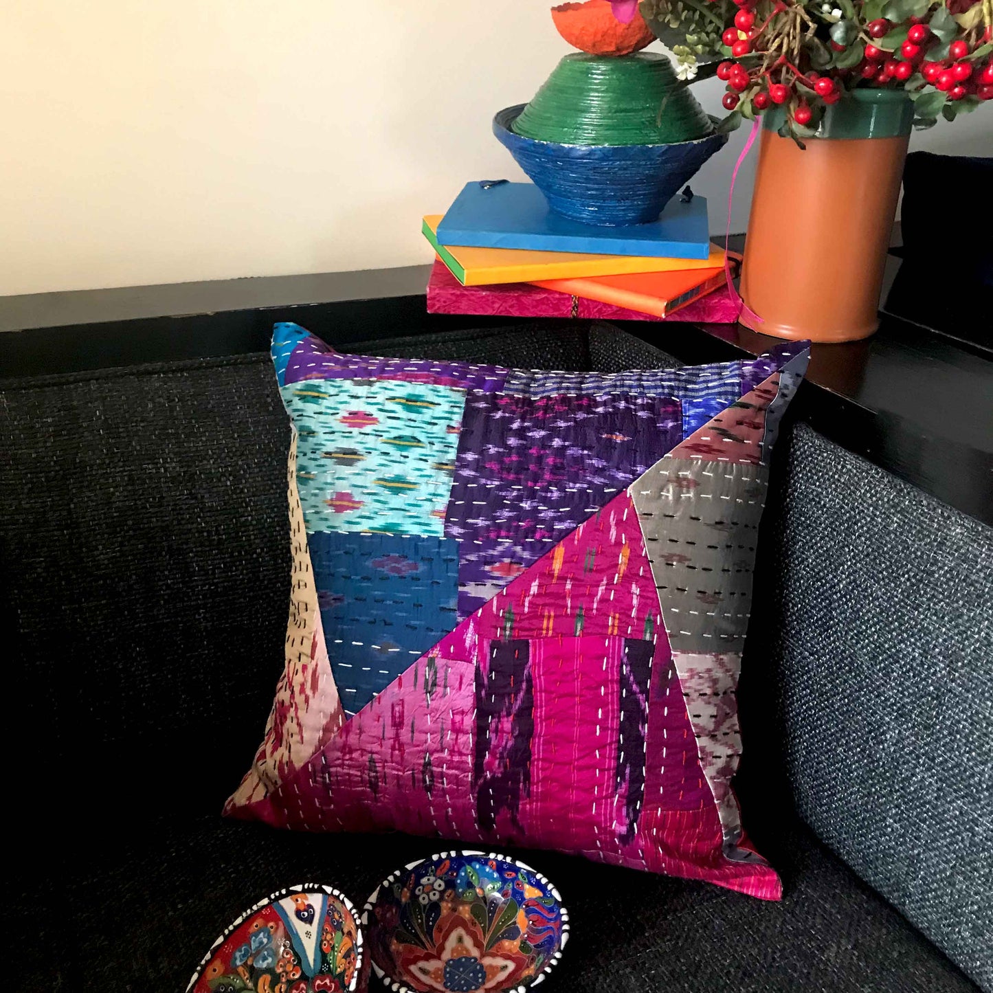 MAVIS MURANO INSPIRED PATOLA SILK PATCHWORK CUSHION COVER SET