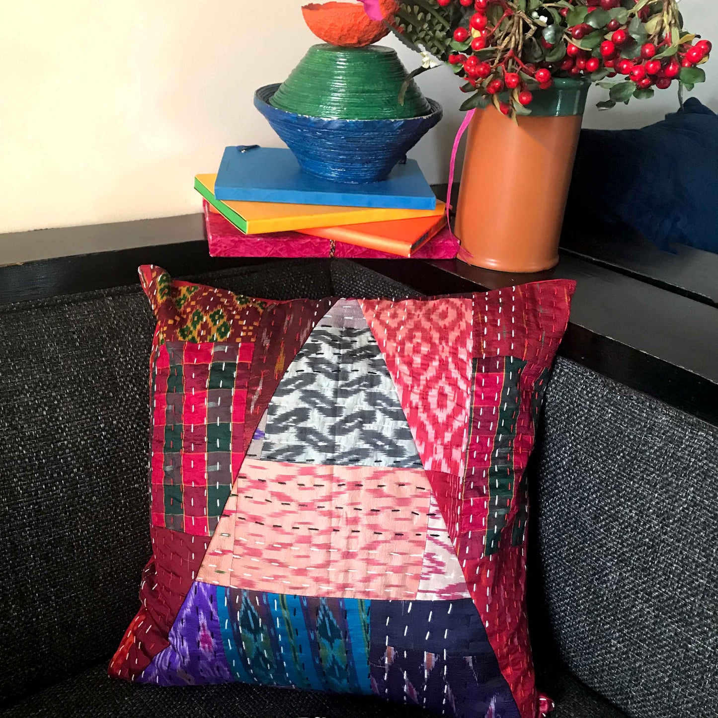 MAVIS MURANO INSPIRED PATOLA SILK PATCHWORK CUSHION COVER SET