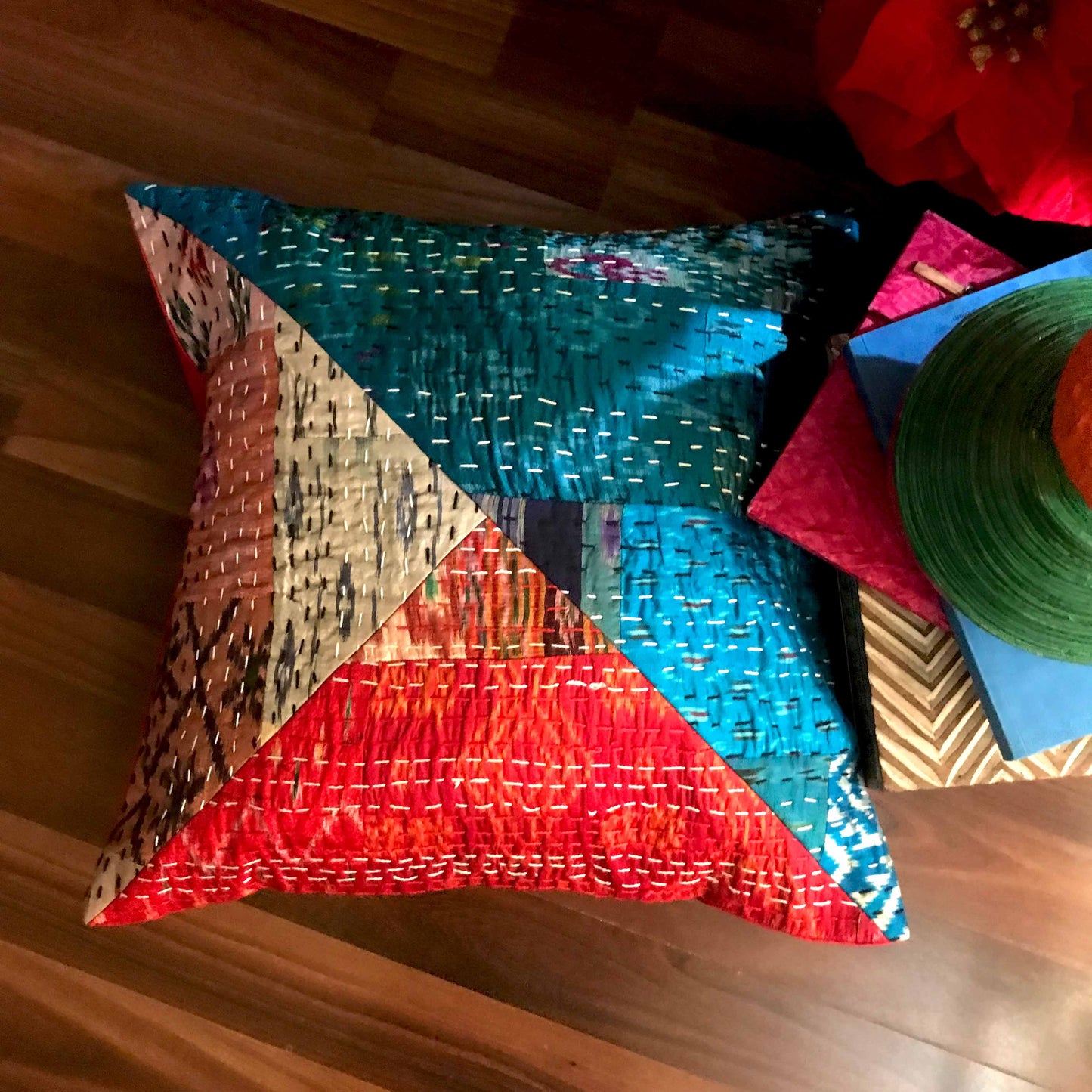 MAXINE MURANO INSPIRED PATOLA SILK PATCHWORK CUSHION COVER SET