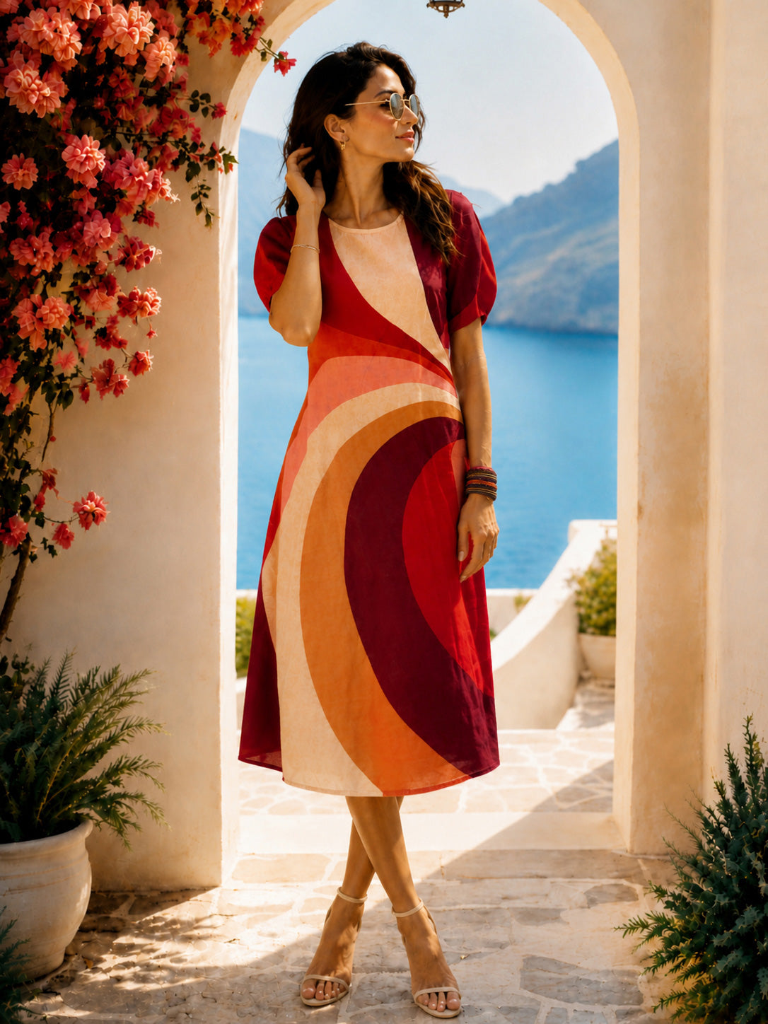 SABRINA SONIA DELAUNAY INSPIRED HAND WOVEN COTTON PATCHWORK DRESS