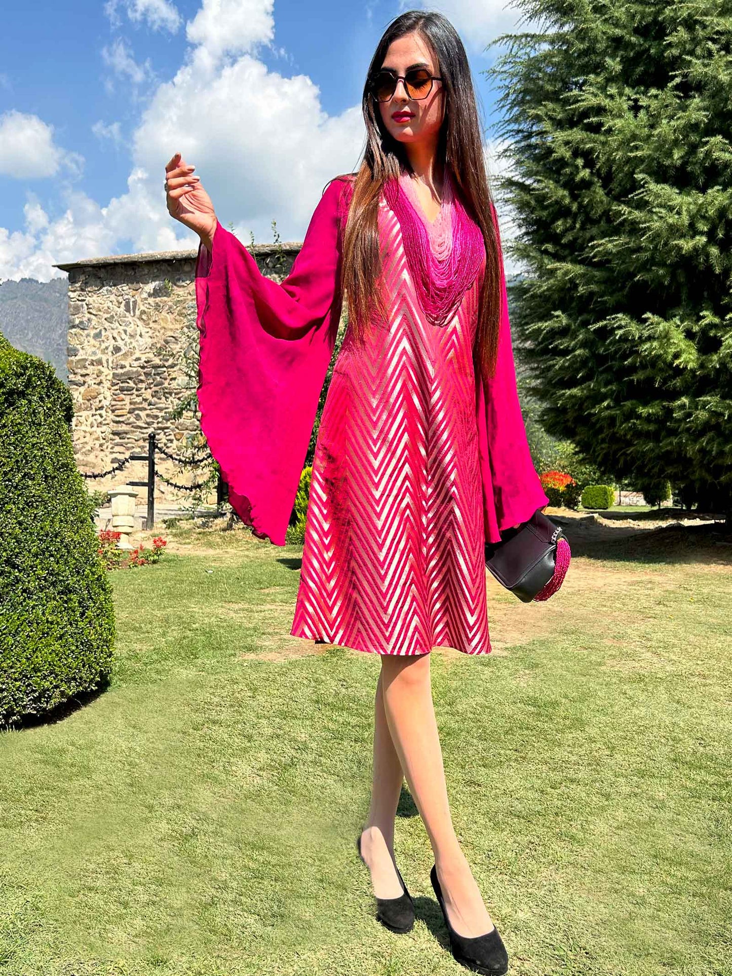 DIONNE FESTIVE FLAMBOYANCE BROCADE DRESS