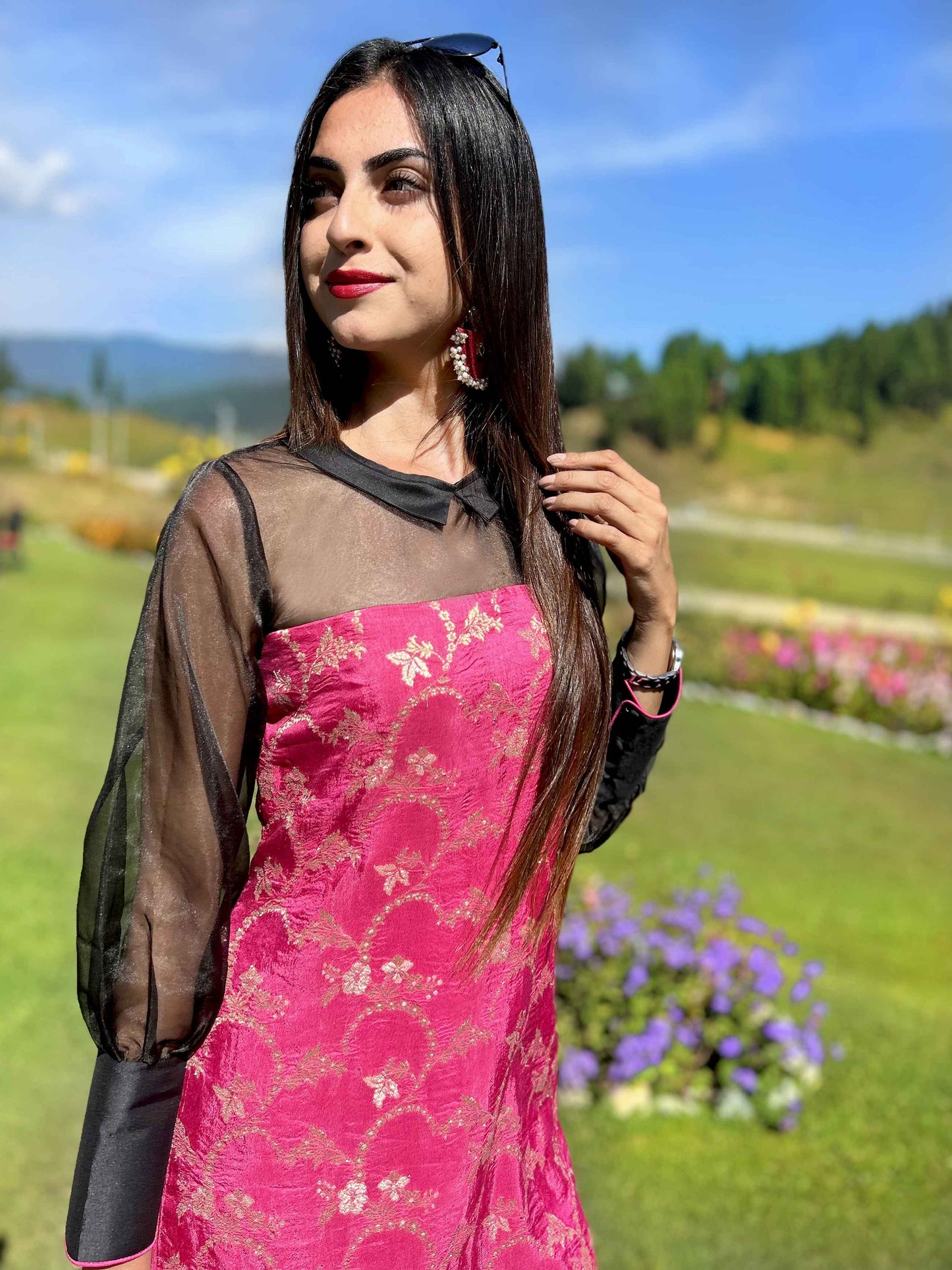 DOROTHY FESTIVE FLAMBOYANCE SILK BROCADE DRESS