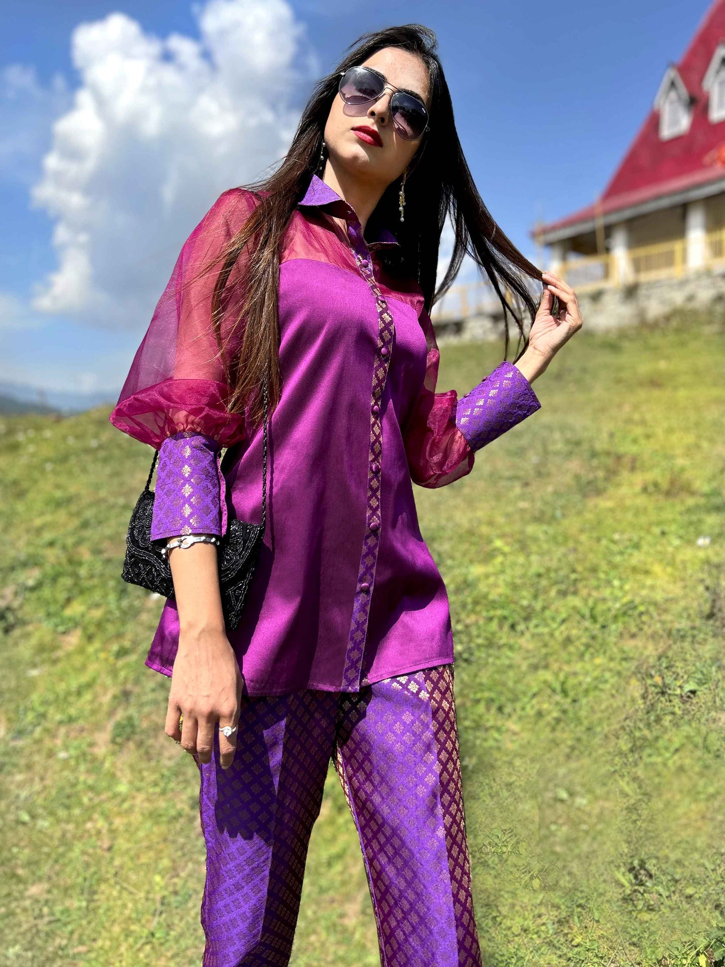 DELPHINE FESTIVE FLAMBOYANCE BROCADE CO-ORD SET