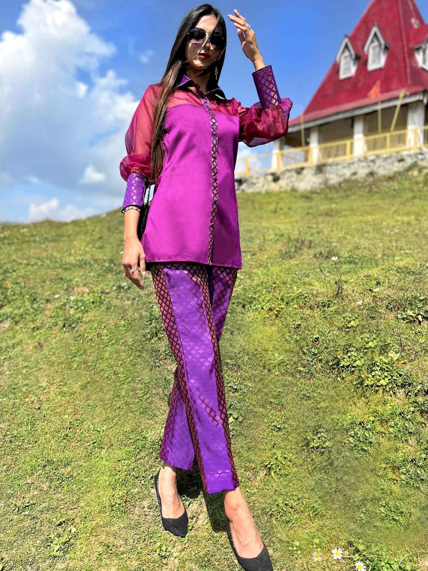 DELPHINE FESTIVE FLAMBOYANCE BROCADE CO-ORD SET