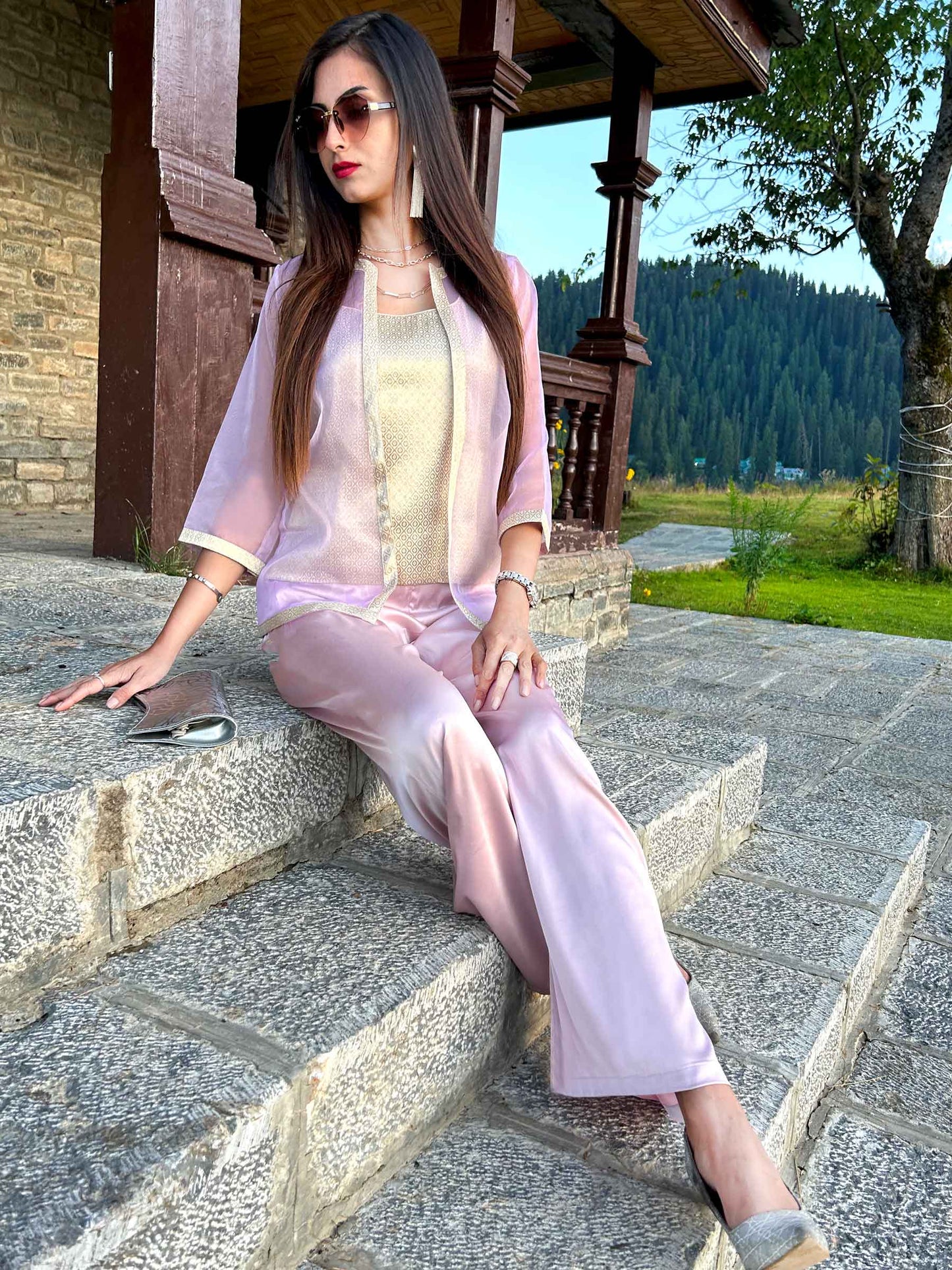 DONNIE FESTIVE FLAMBOYANCE BROCADE BOLERO JACKET SET