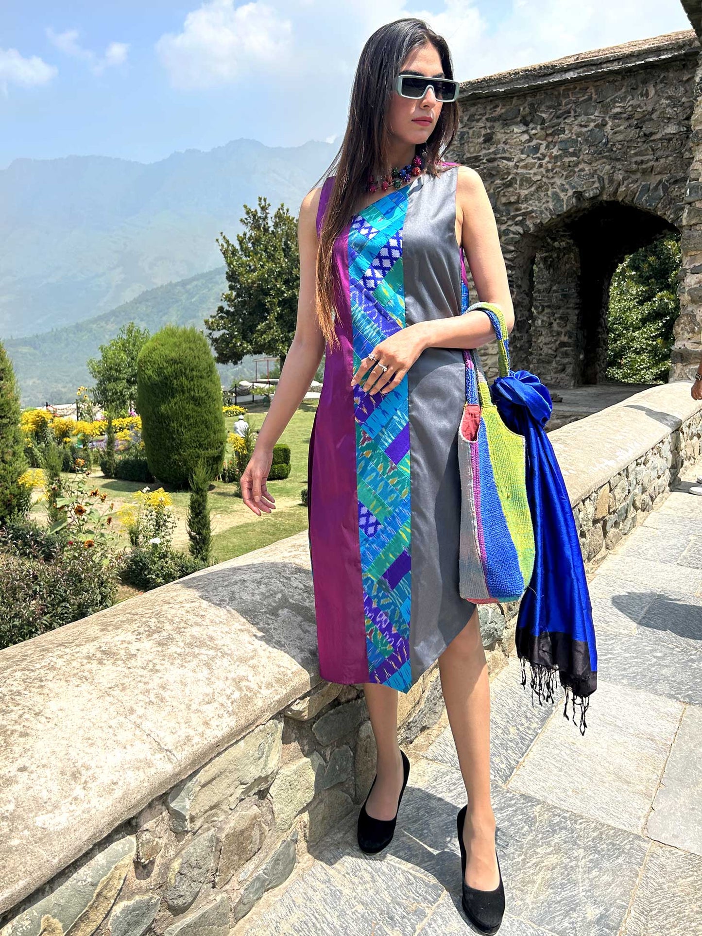 KINSLEY GORGEOUS KASHMIR PATOLA SILK PATCHWORK DRESS