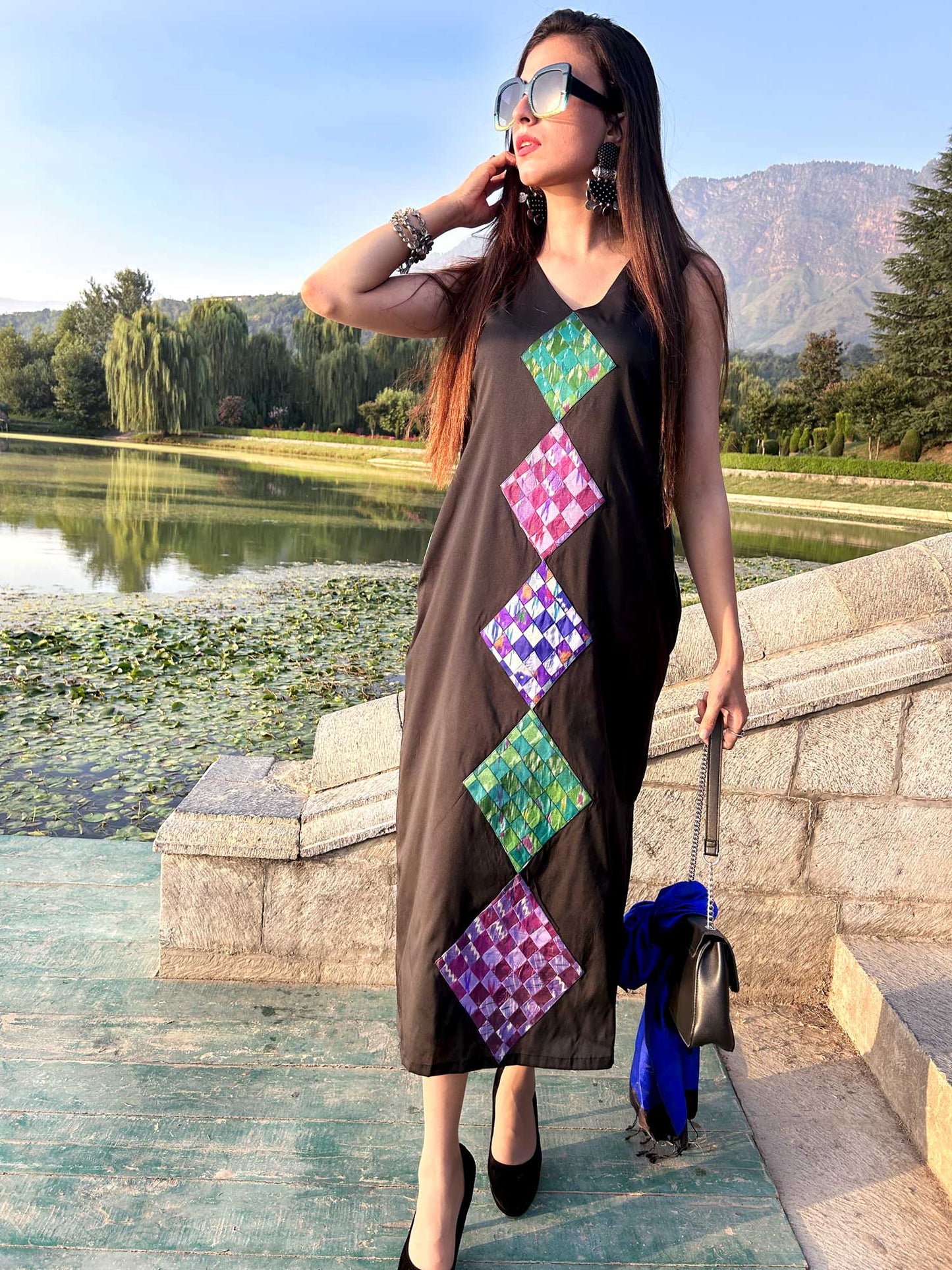 KELLY GORGEOUS KASHMIR PATOLA SILK PATCHWORK DRESS