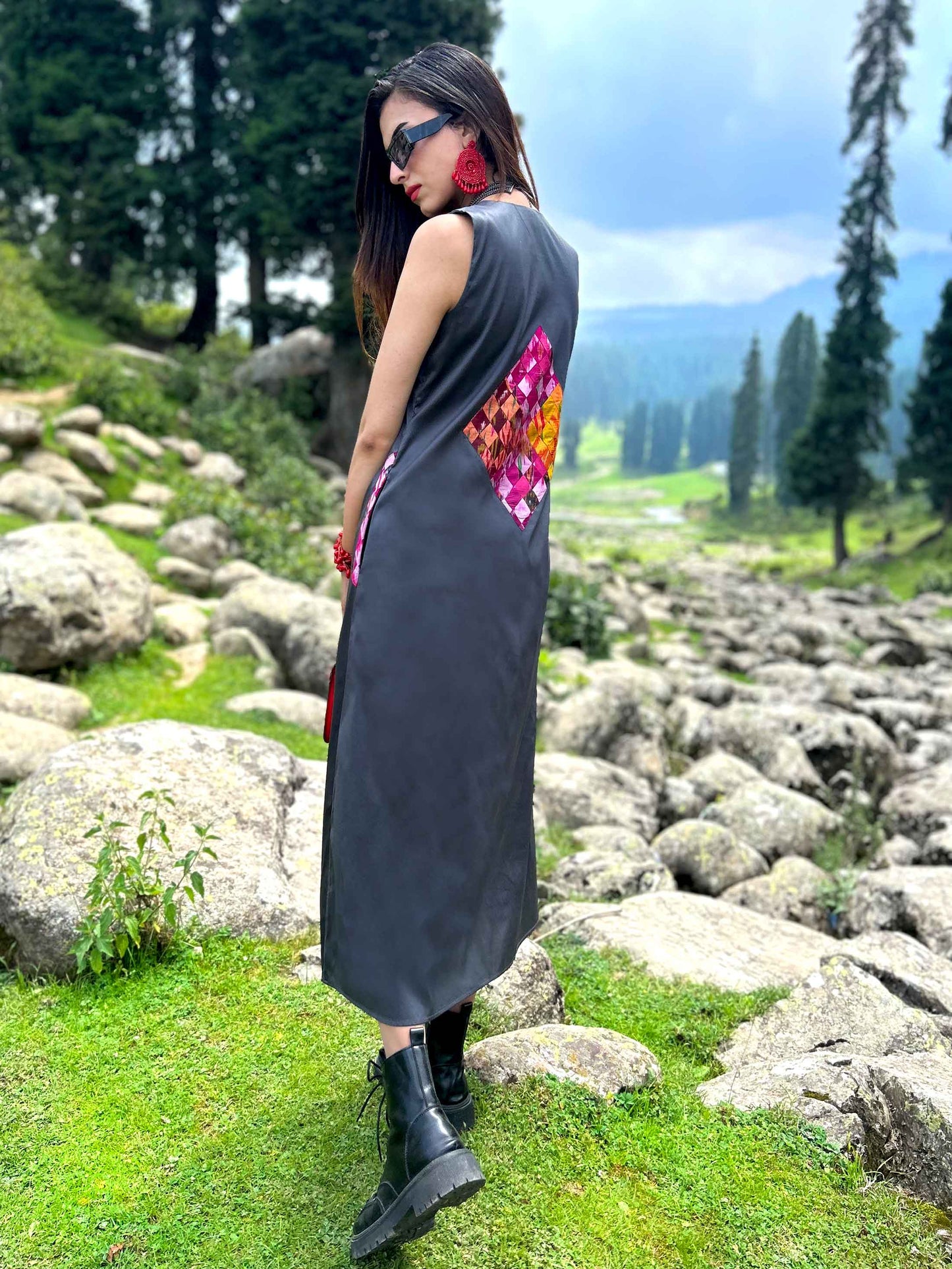 KYRA GORGEOUS KASHMIR PATOLA SILK PATCHWORK DRESS