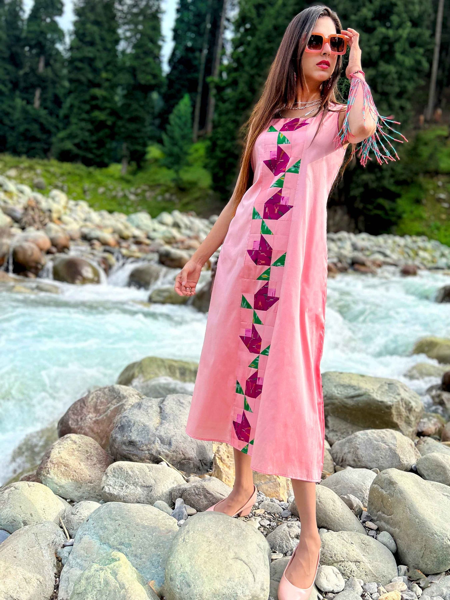 KAITLYNN GORGEOUS KASHMIR PATOLA SILK PATCHWORK DRESS