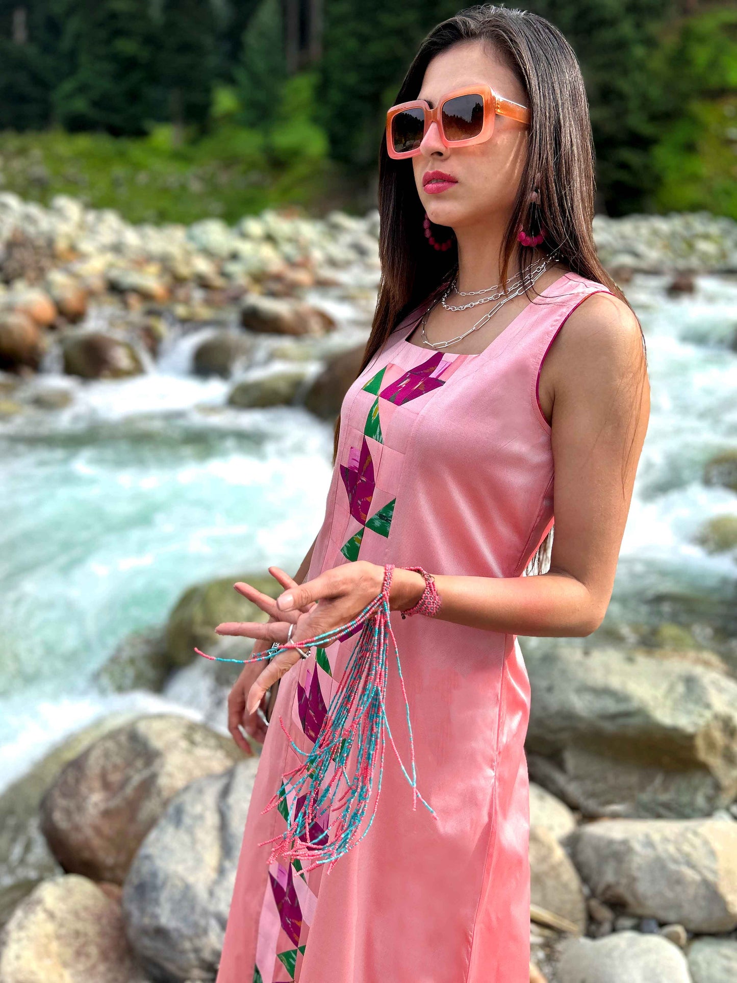 KAITLYNN GORGEOUS KASHMIR PATOLA SILK PATCHWORK DRESS