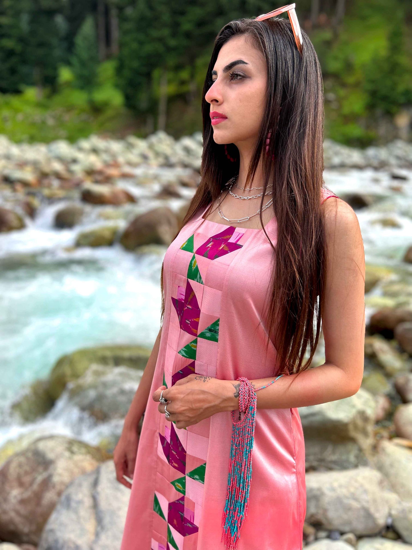 KAITLYNN GORGEOUS KASHMIR PATOLA SILK PATCHWORK DRESS