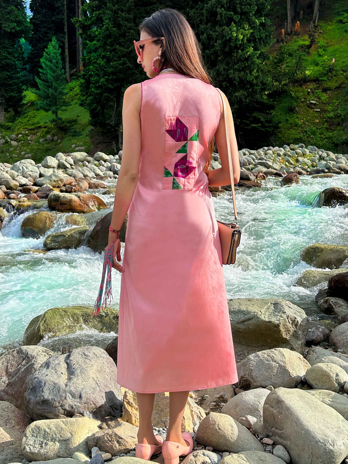 KAITLYNN GORGEOUS KASHMIR PATOLA SILK PATCHWORK DRESS
