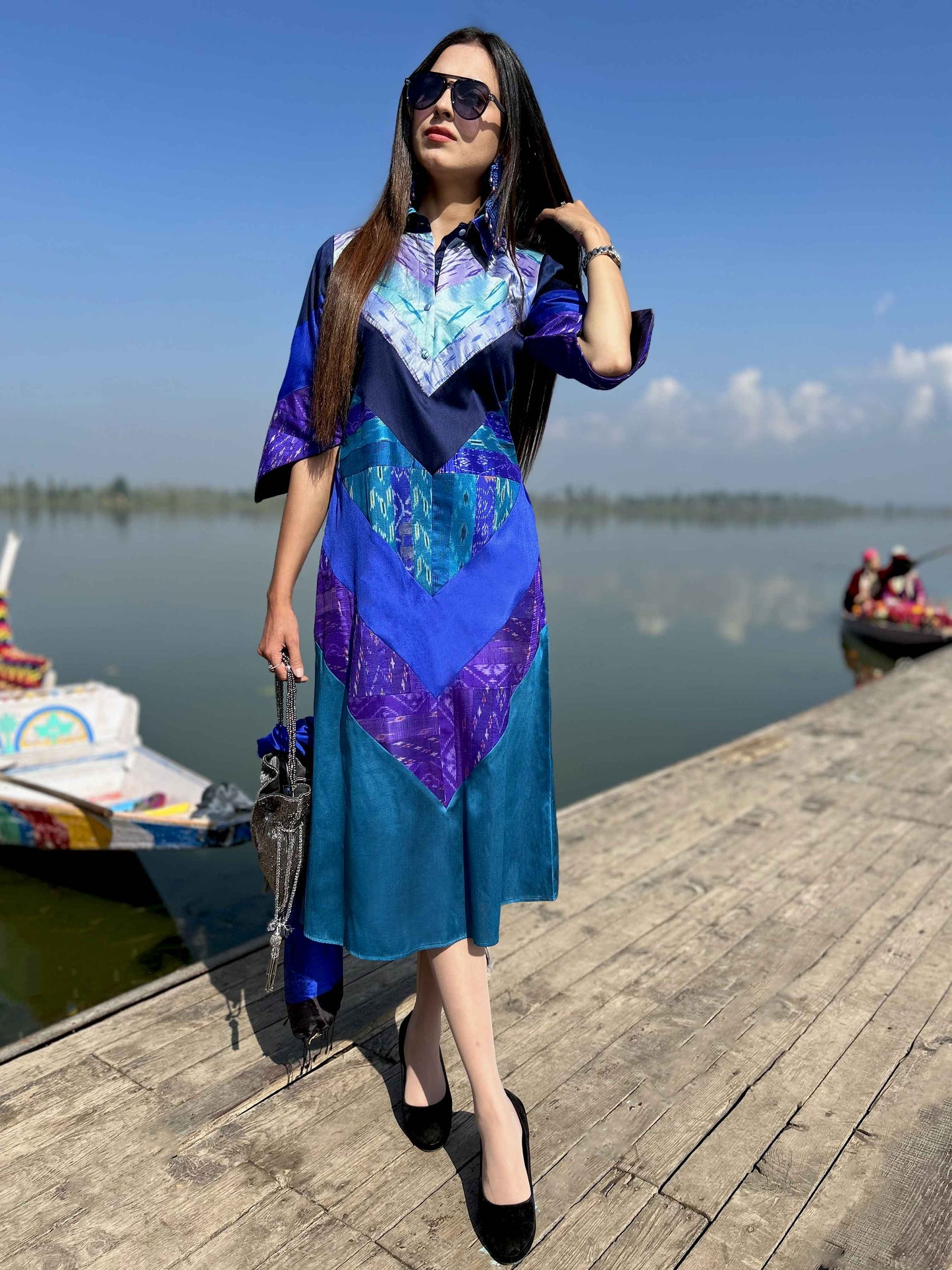 KENDRA GORGEOUS KASHMIR PATOLA SILK PATCHWORK DRESS