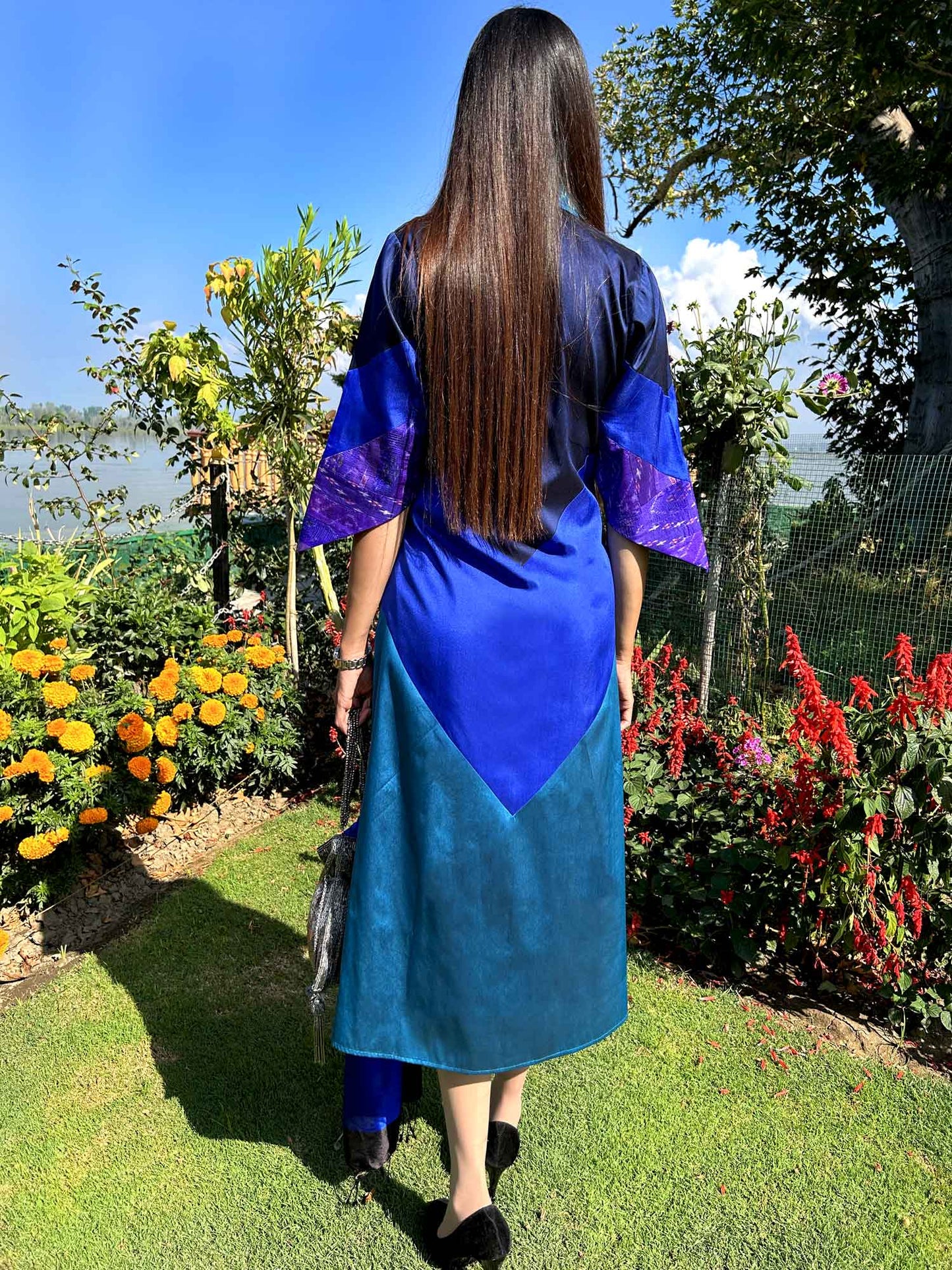 KENDRA GORGEOUS KASHMIR PATOLA SILK PATCHWORK DRESS