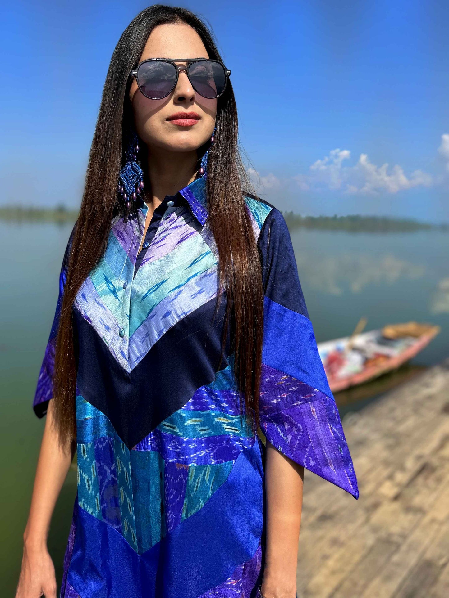 KENDRA GORGEOUS KASHMIR PATOLA SILK PATCHWORK DRESS