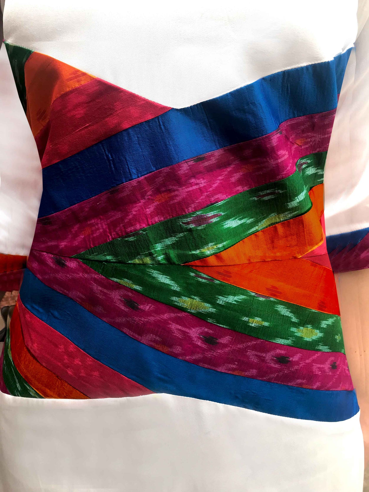 TRINITY TAFFETA TROVE PATOLA SILK PATCHWORK DRESS