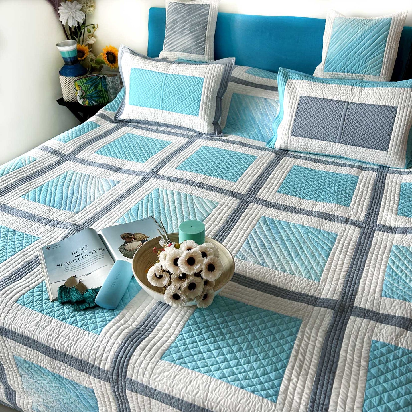 NEOMI HELLO NEW YORK PATCHWORK QUILTED BEDCOVER SET