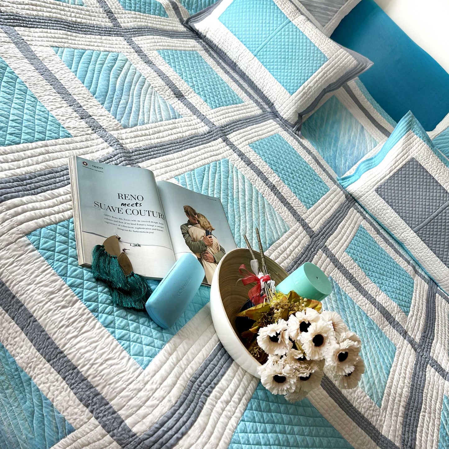 NEOMI HELLO NEW YORK PATCHWORK QUILTED BEDCOVER SET