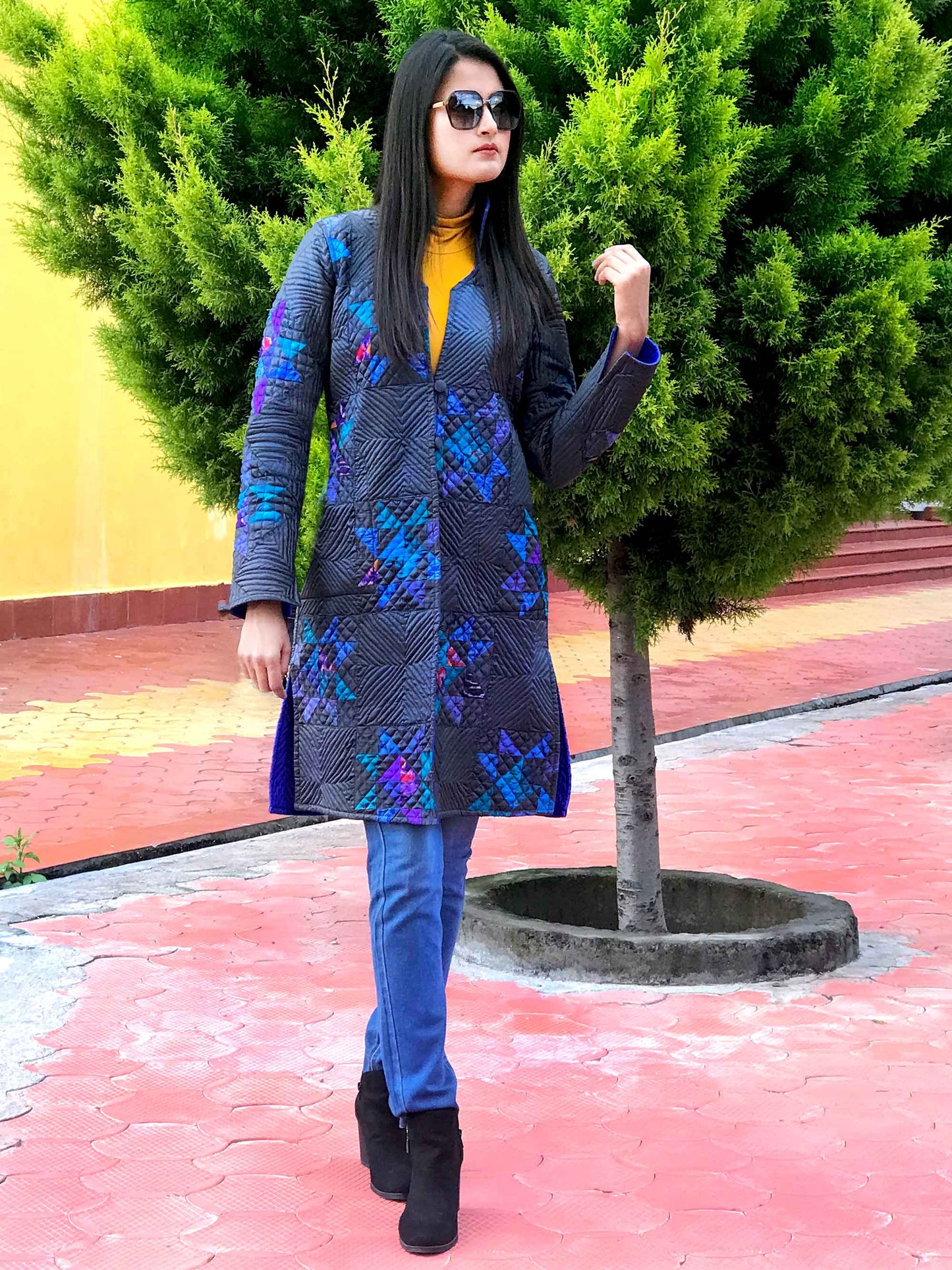 JENNY ROMANTIC RHAPSODY PATOLA SILK PATCHWORK REVERSIBLE QUILTED JACKET