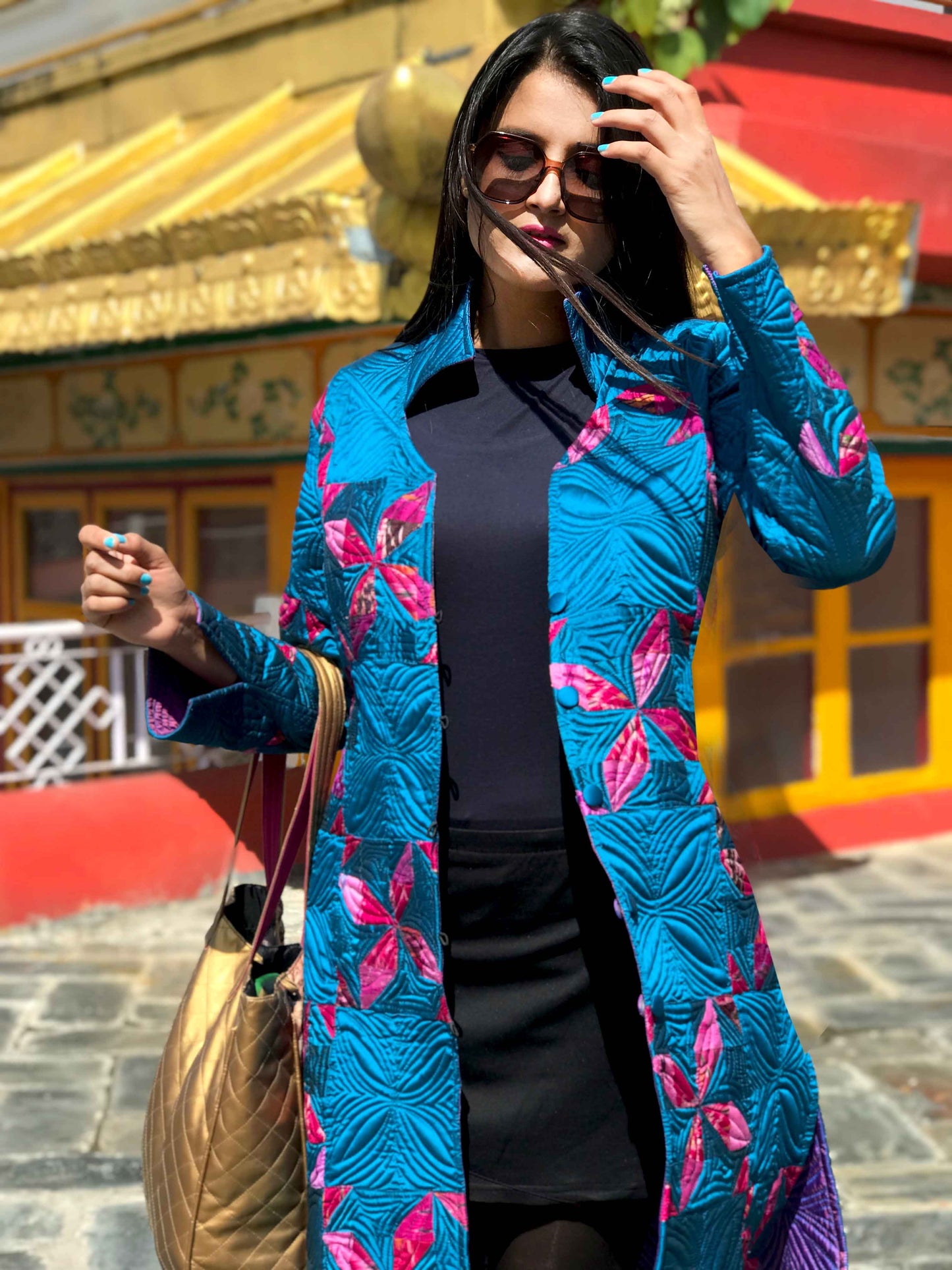 JORDAN ROMANTIC RHAPSODY PATOLA SILK PATCHWORK REVERSIBLE QUILTED JACKET