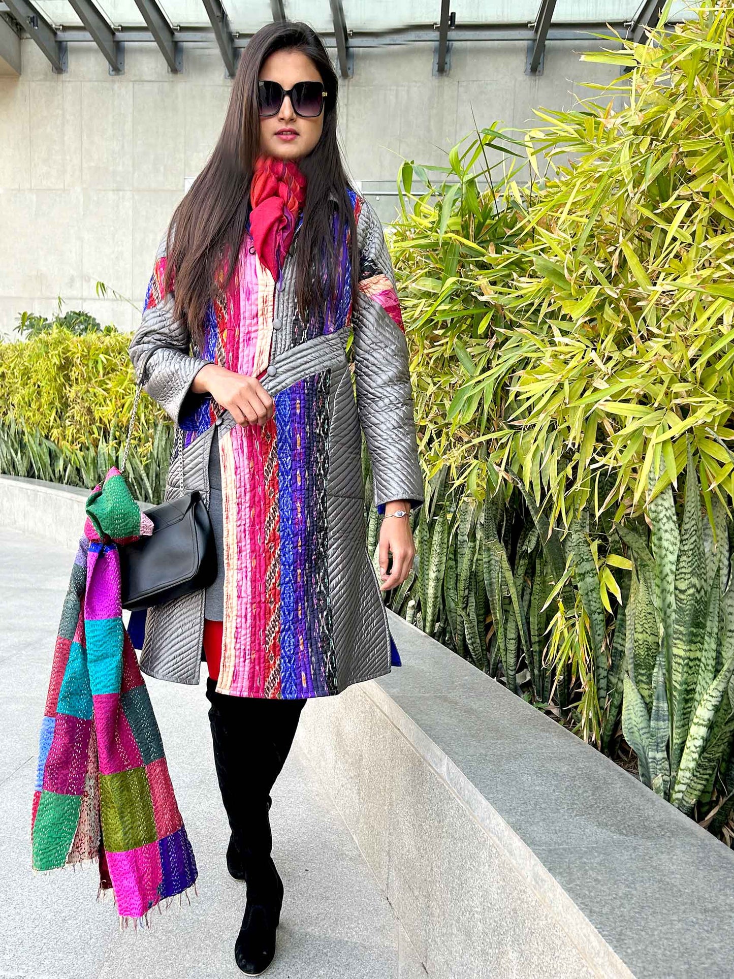LILLITH ROMANTIC RHAPSODY PATOLA SILK PATCHWORK QUILTED REVERSIBLE JACKET